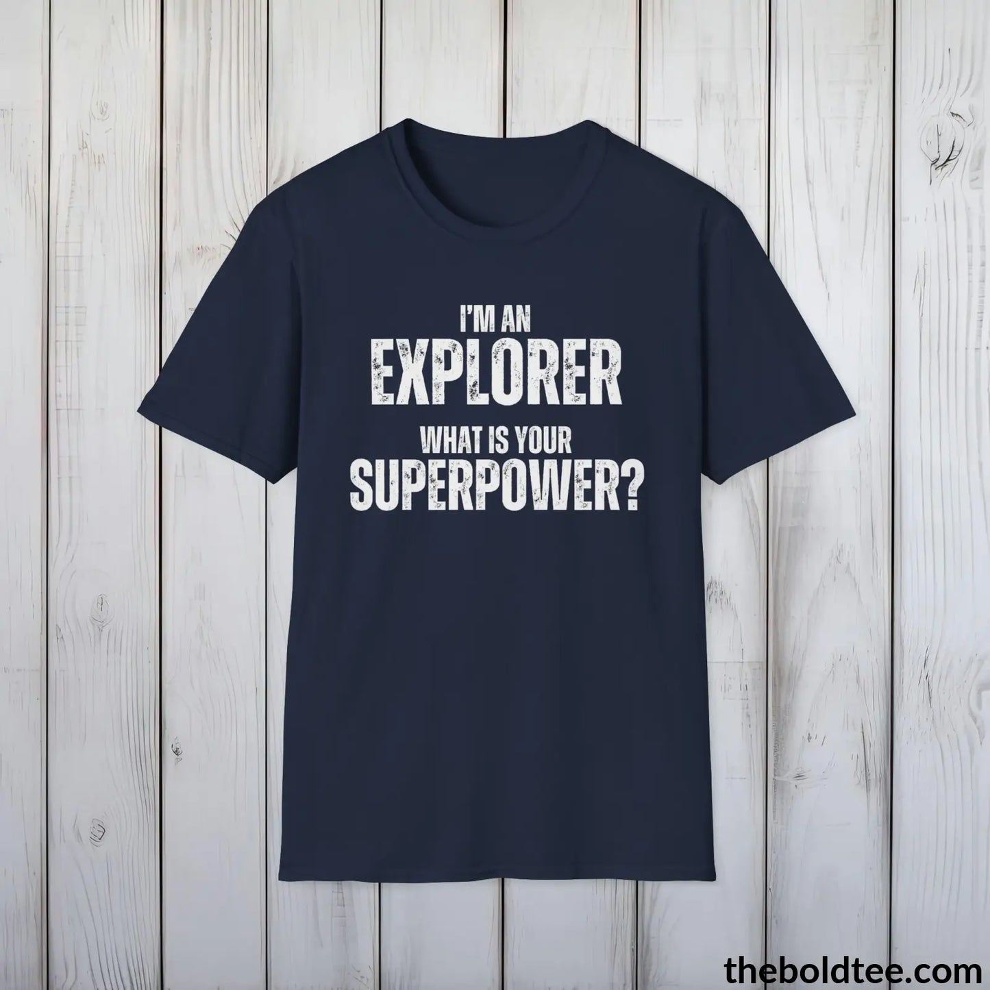 EXPLORER Superpower Tee - Casual, Sustainable & Soft Cotton Crewneck Unisex T-Shirt - in 9 Bold Colors