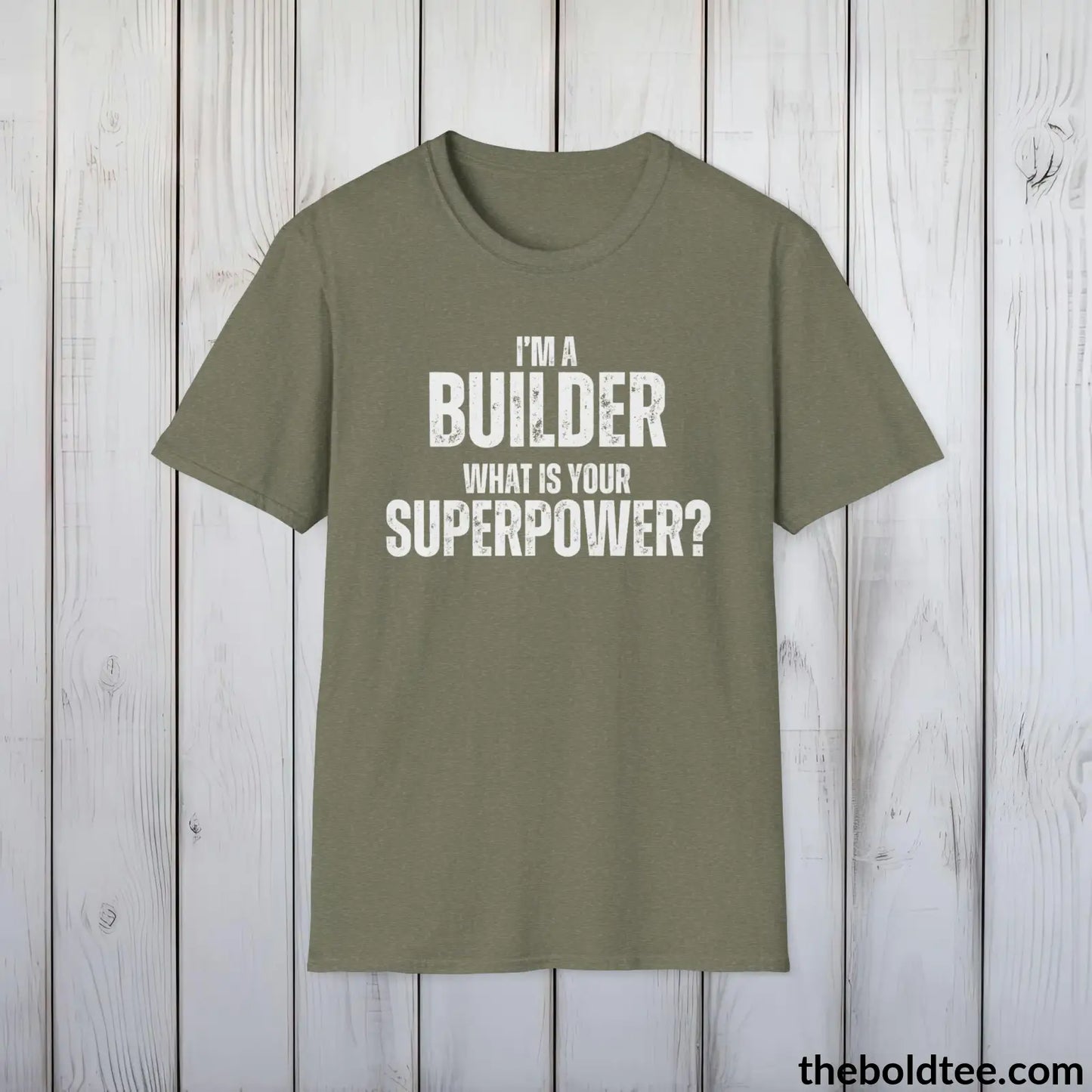 BUILDER Superpower Tee - Casual, Sustainable & Soft Cotton Crewneck Unisex T-Shirt - in 9 Bold Colors