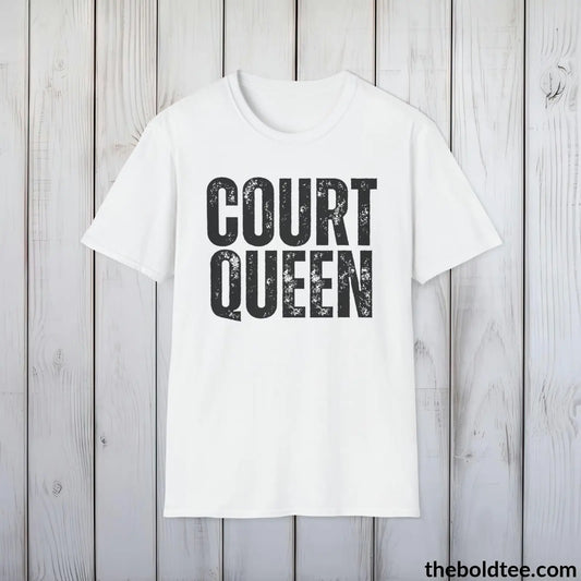 COURT QUEEN Basketball Tee - Sustainable & Soft Cotton Crewneck Unisex T-Shirt - 9 Bold Colors