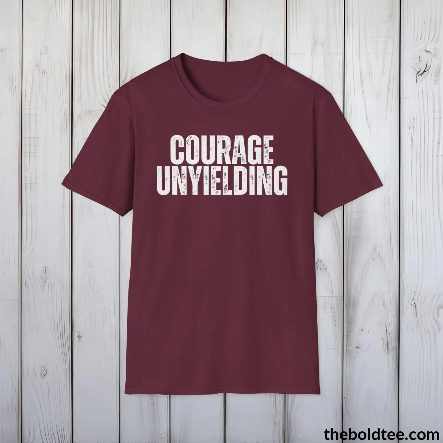 COURAGE UNYIELDING Military Tee - Strong & Versatile Cotton Crewneck T-Shirt - 9 Bold Colors