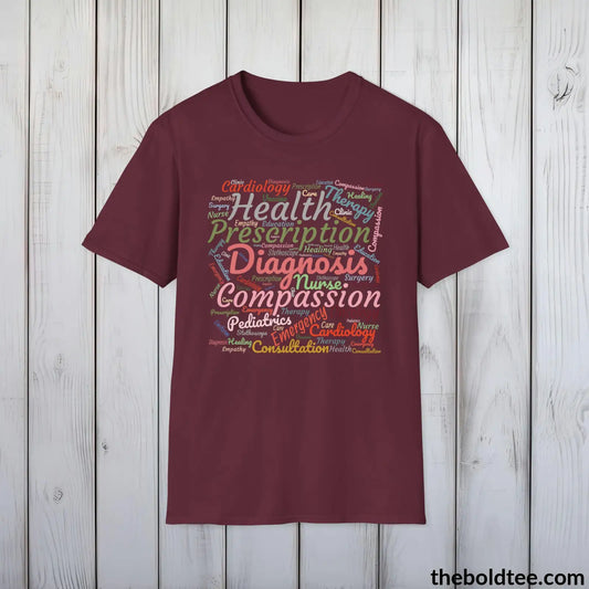 Cardiology Nurse Word Art T-Shirt - Healthcare Vocabulary Unisex Tee - Pure Cotton Comfort Musician Shirt Gift - 8 Stylish Trendy Colors