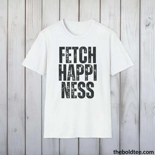 FETCH HAPPINESS Tee - Sustainable & Soft Cotton Crewneck Unisex T-Shirt - 9 Bold Colors