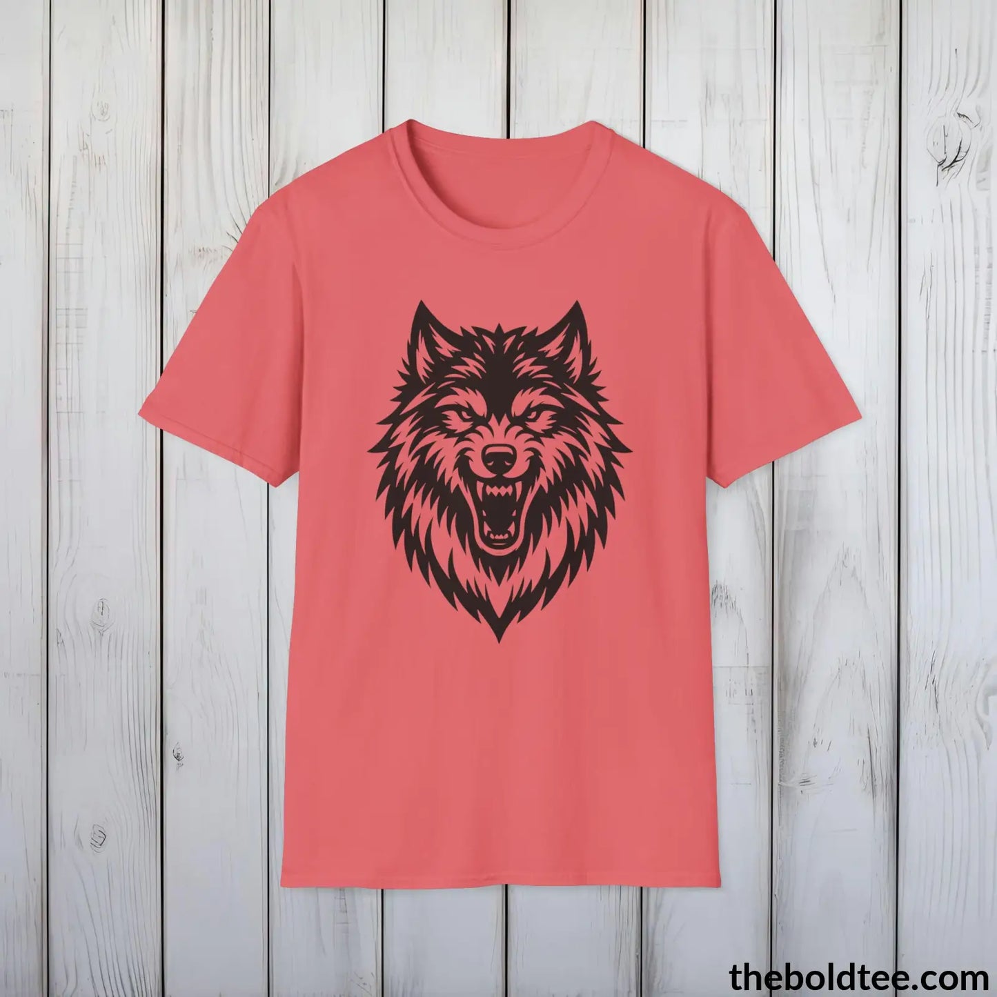 Growling Wolf Tee - Casual, Sustainable & Soft Cotton Crewneck Unisex T-Shirt - 9 Bold Colors