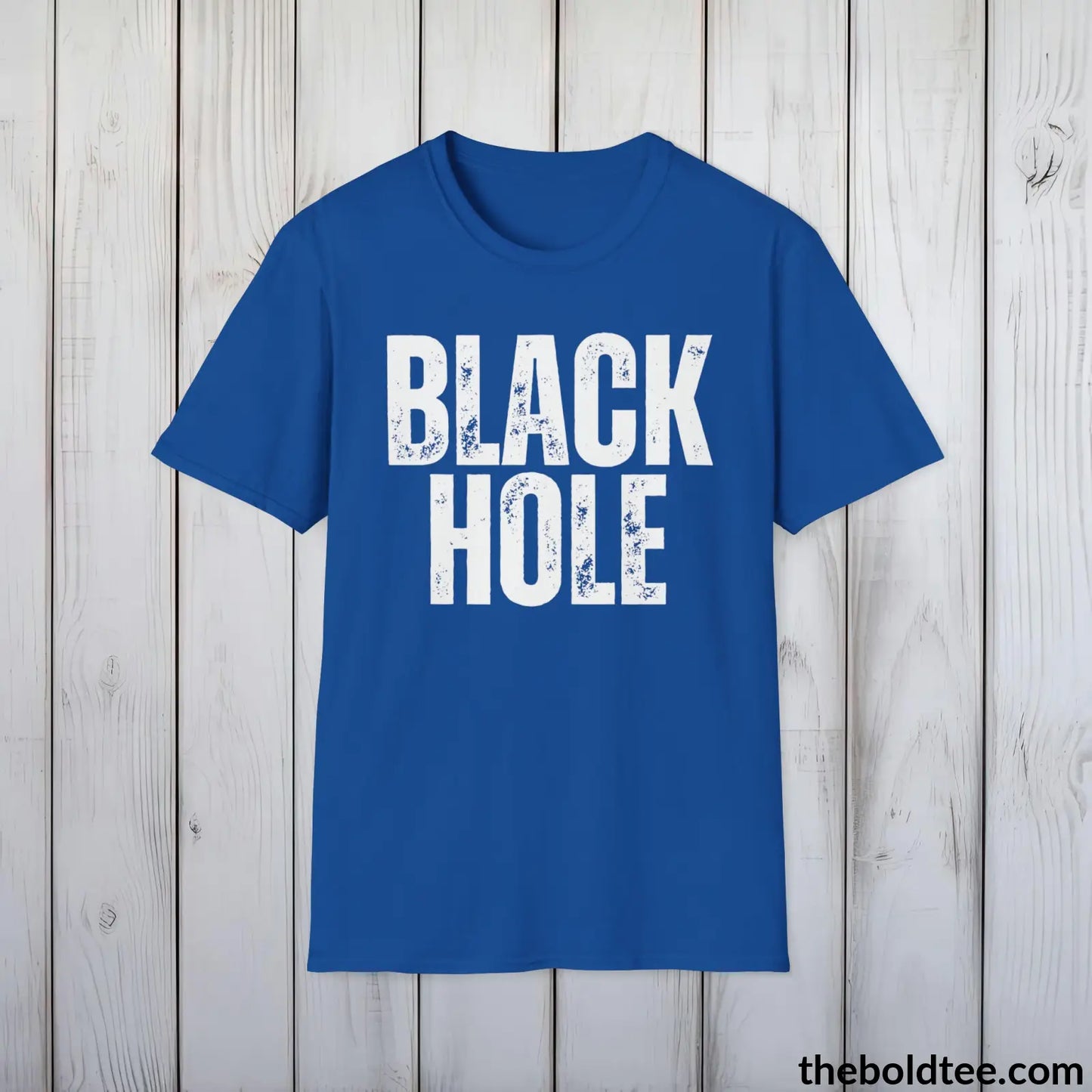 BLACK HOLE Space Tee - Casual, Sustainable & Soft Cotton Crewneck Unisex T-Shirt - 9 Bold Colors