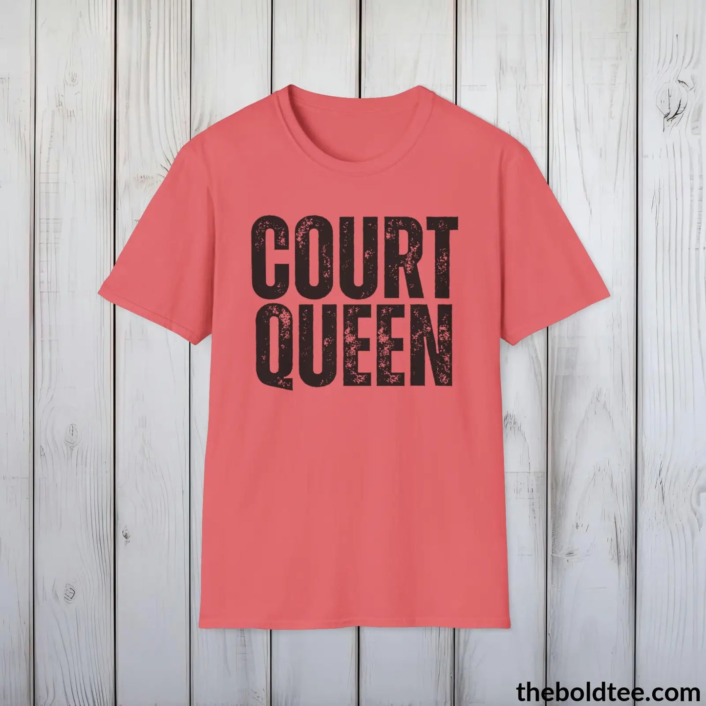 COURT QUEEN Basketball Tee - Sustainable & Soft Cotton Crewneck Unisex T-Shirt - 9 Bold Colors