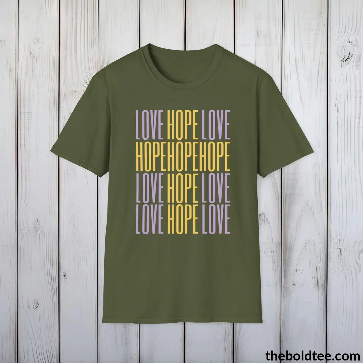 Christian Cross of Love & Hope T-Shirt - Inspirational Soft Casual Cotton Crewneck Tee - Graceful Gift for Friends and Family - 8 Colors