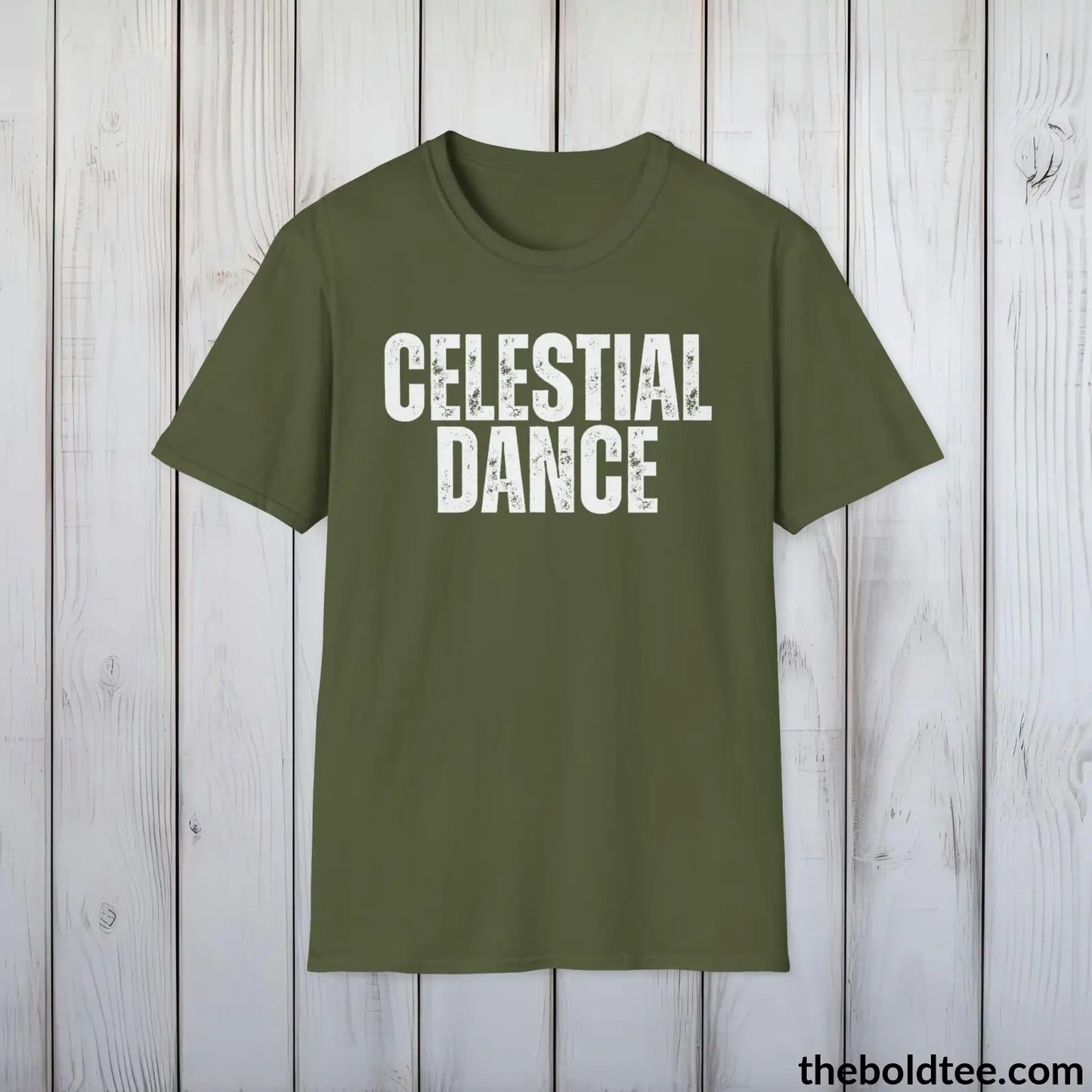 CELESTIAL DANCE Space Tee - Casual, Sustainable & Soft Cotton Crewneck Unisex T-Shirt - 9 Bold Colors