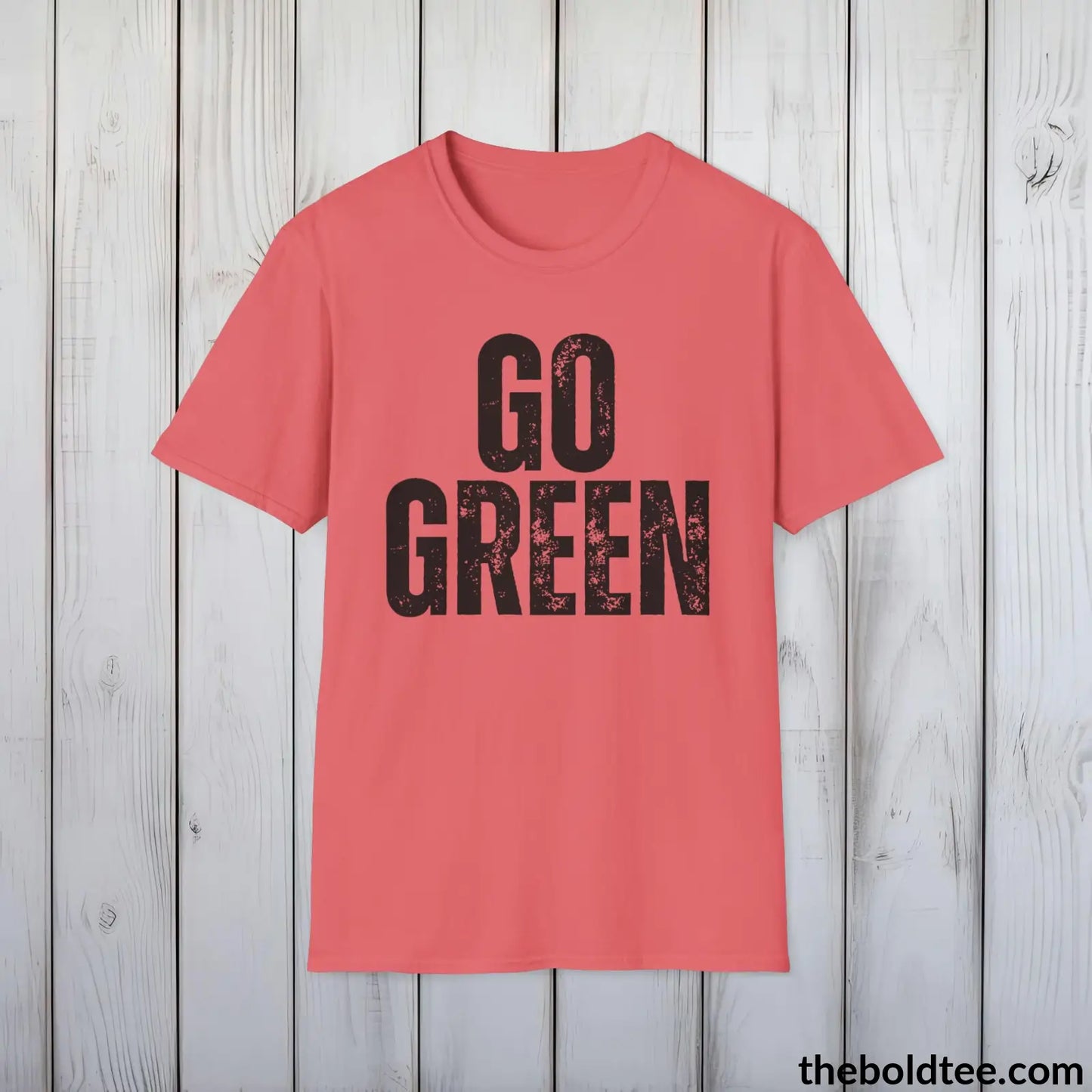 GO GREEN Tee - Casual, Sustainable & Soft Cotton Crewneck Unisex T-Shirt - 9 Bold Colors