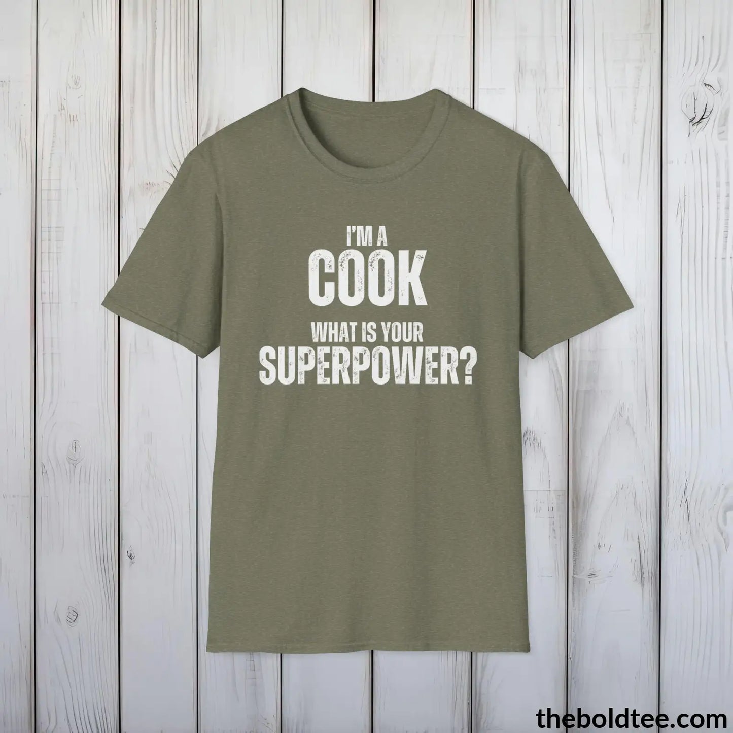 COOK Superpower Tee - Casual, Sustainable & Soft Cotton Crewneck Unisex T-Shirt - in 9 Bold Colors