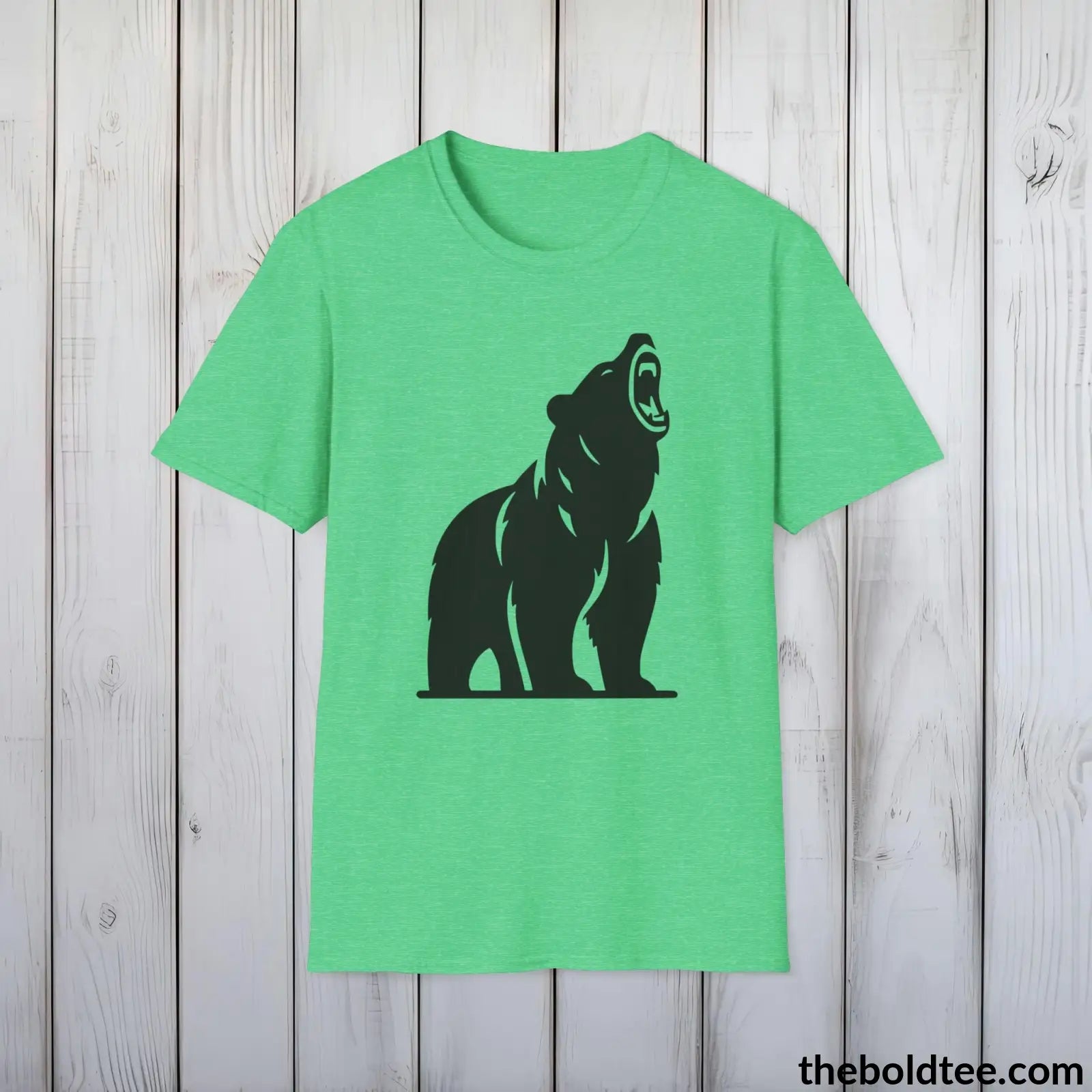 T-Shirt Heather Irish Green / S Roaring Bear Tee - Bold Urban Cotton T-Shirt - 9 Bright Colors Available