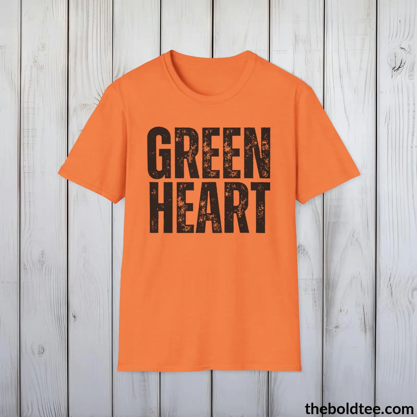 GREEN HEART Tee - Casual, Sustainable & Soft Cotton Crewneck Unisex T-Shirt - 9 Bold Colors