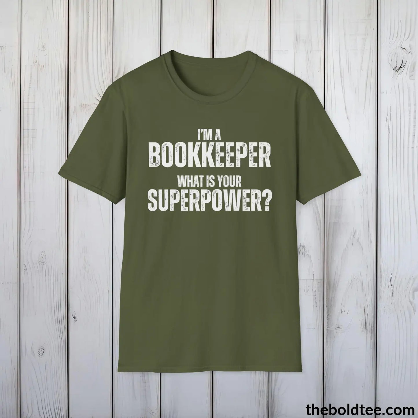 BOOKKEEPER Superpower Tee - Casual, Sustainable & Soft Cotton Crewneck Unisex T-Shirt - in 9 Bold Colors