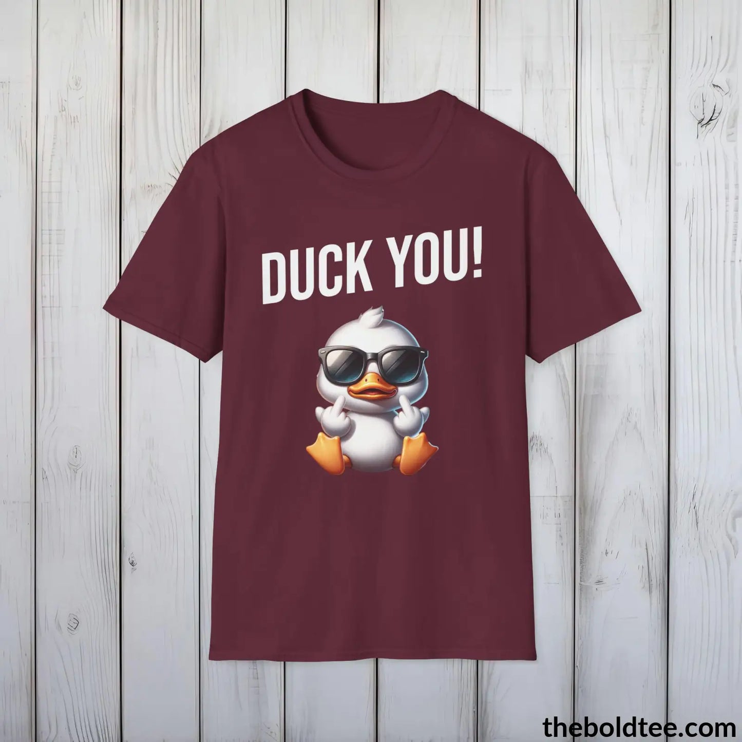 Cheeky Duck Humor Crewneck T-Shirt - Sassy, Sustainable & Soft Cotton Crewneck Tee - Funny Gift for Friends and Family - 8 Dark Colors