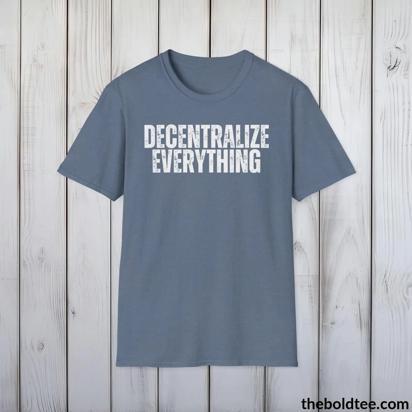 DECENTRALIZE EVERYTHING  Cryptocurrency Tee - Cotton Crewneck Unisex T-Shirt - 9 Bold Colors