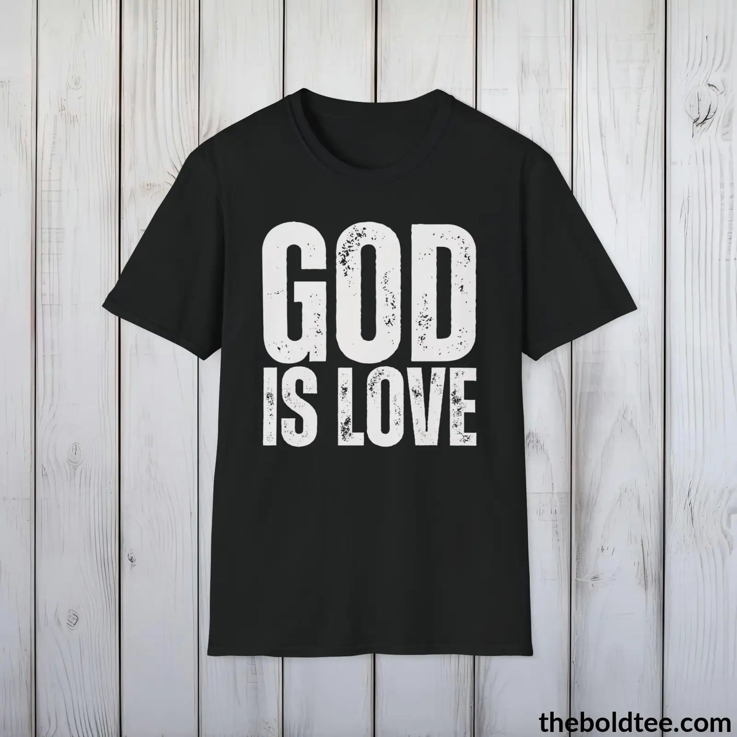 God Is Love Christian T-Shirt - Inspirational, Casual Soft Cotton Crewneck Tee - Graceful Church Gift for Friends and Family - 8 Colors