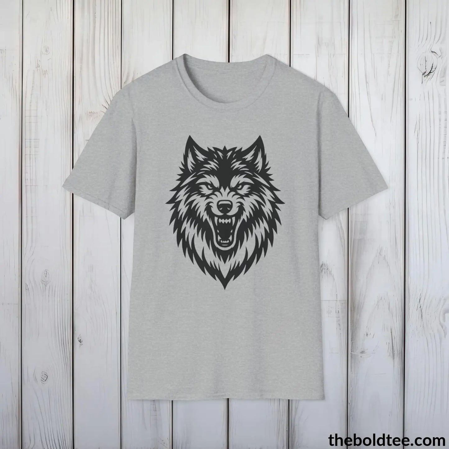 Growling Wolf Tee - Casual, Sustainable & Soft Cotton Crewneck Unisex T-Shirt - 9 Bold Colors