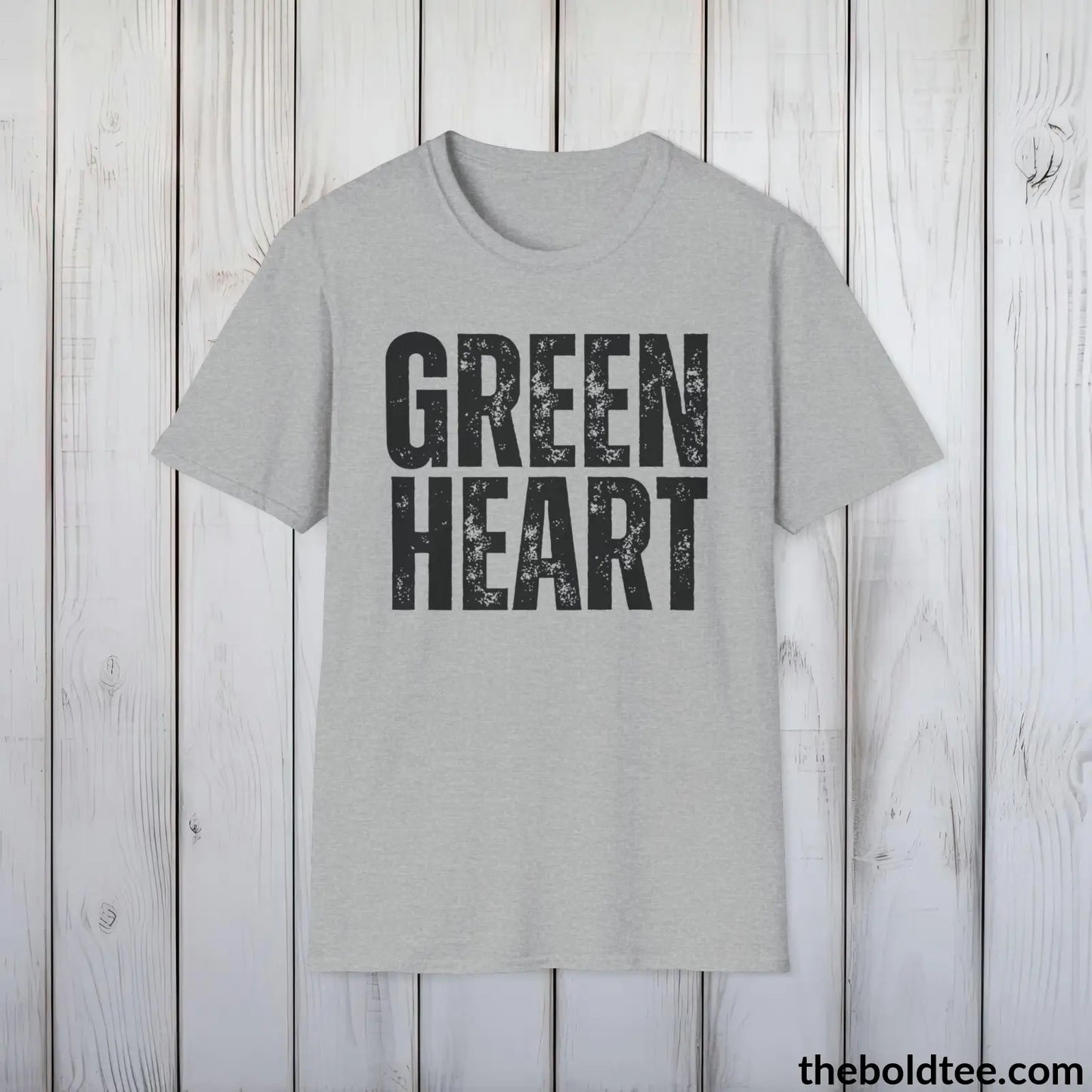 GREEN HEART Tee - Casual, Sustainable & Soft Cotton Crewneck Unisex T-Shirt - 9 Bold Colors