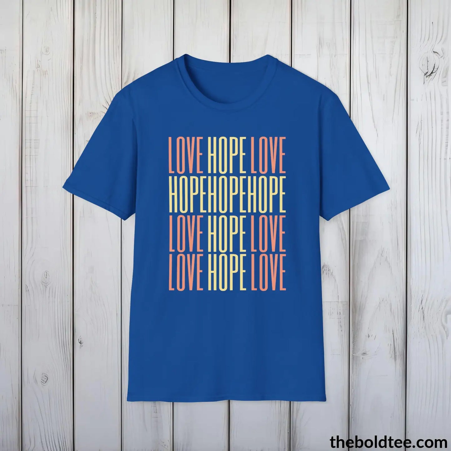 Christian Cross of Love & Hope T-Shirt - Inspirational Soft Casual Cotton Crewneck Tee - Graceful Gift for Friends and Family - 8 Colors