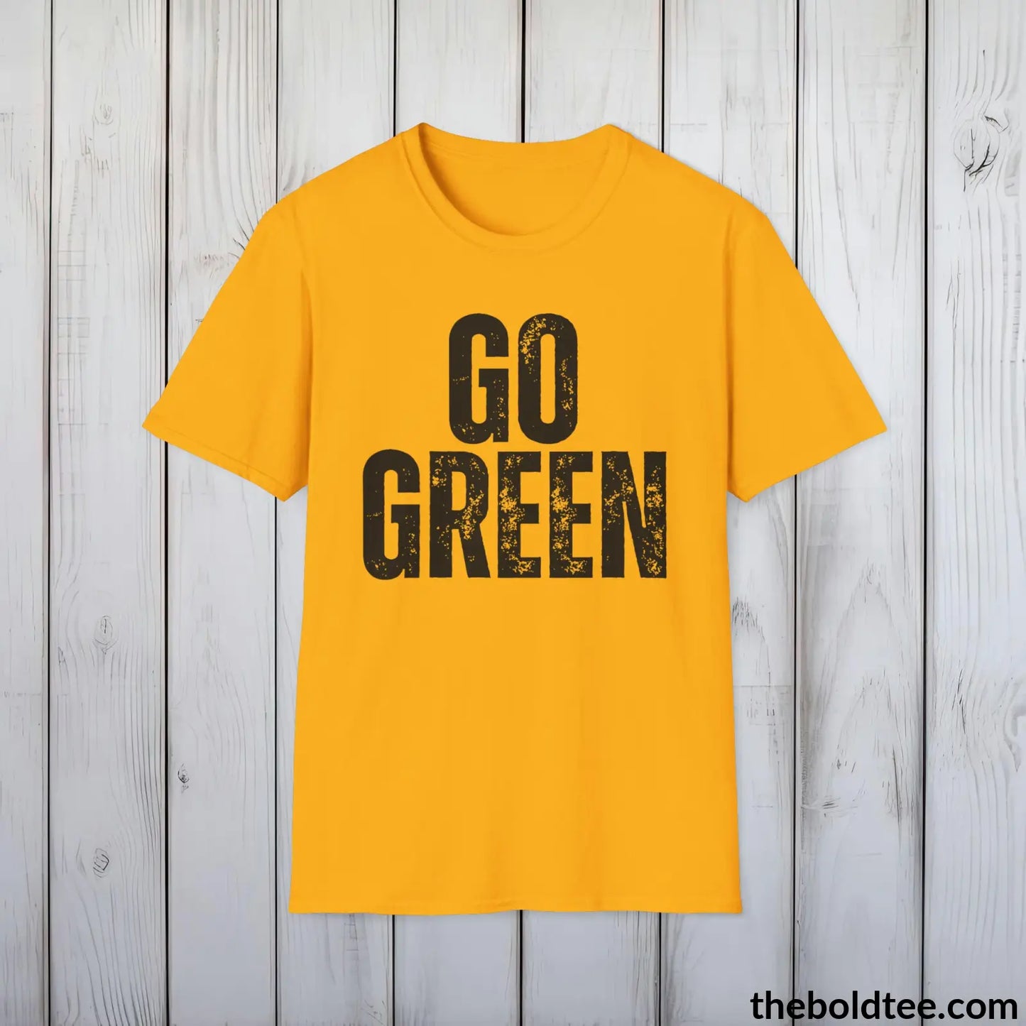 GO GREEN Tee - Casual, Sustainable & Soft Cotton Crewneck Unisex T-Shirt - 9 Bold Colors