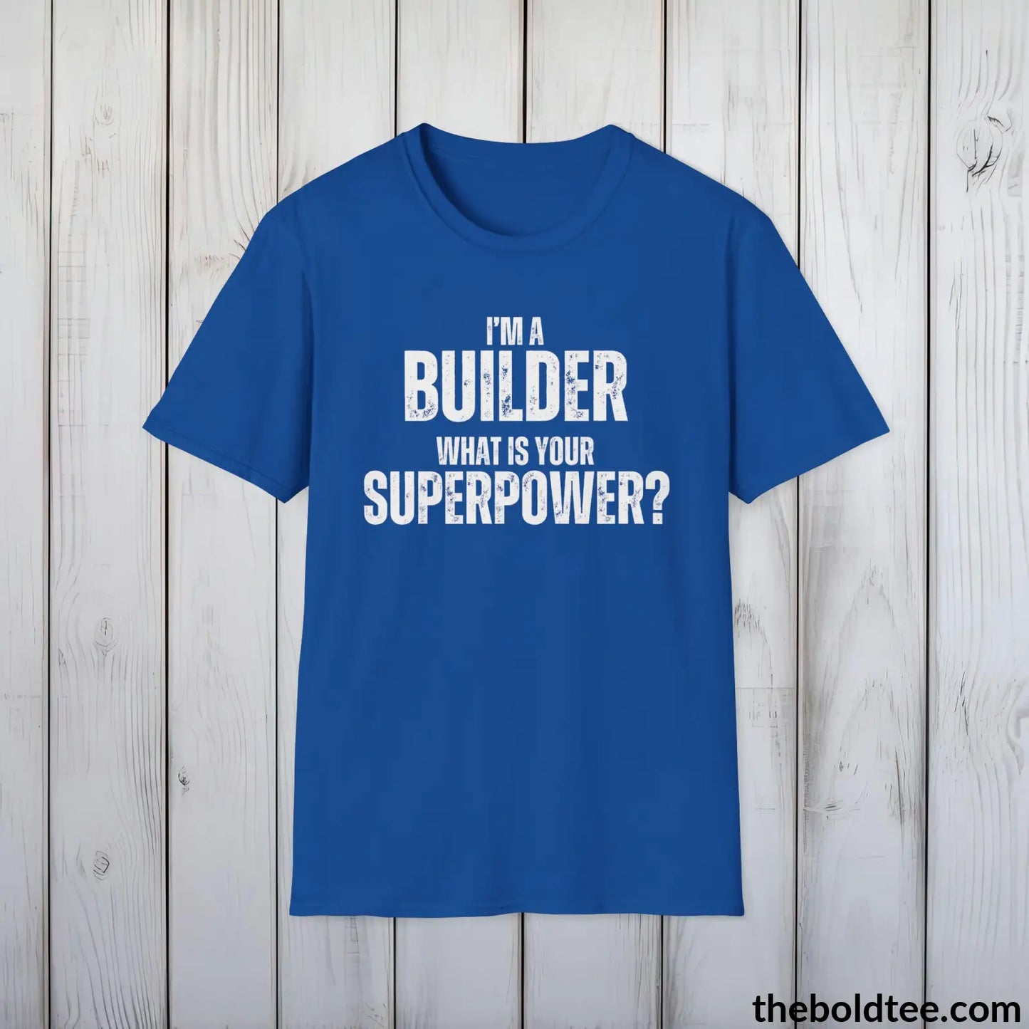 BUILDER Superpower Tee - Casual, Sustainable & Soft Cotton Crewneck Unisex T-Shirt - in 9 Bold Colors