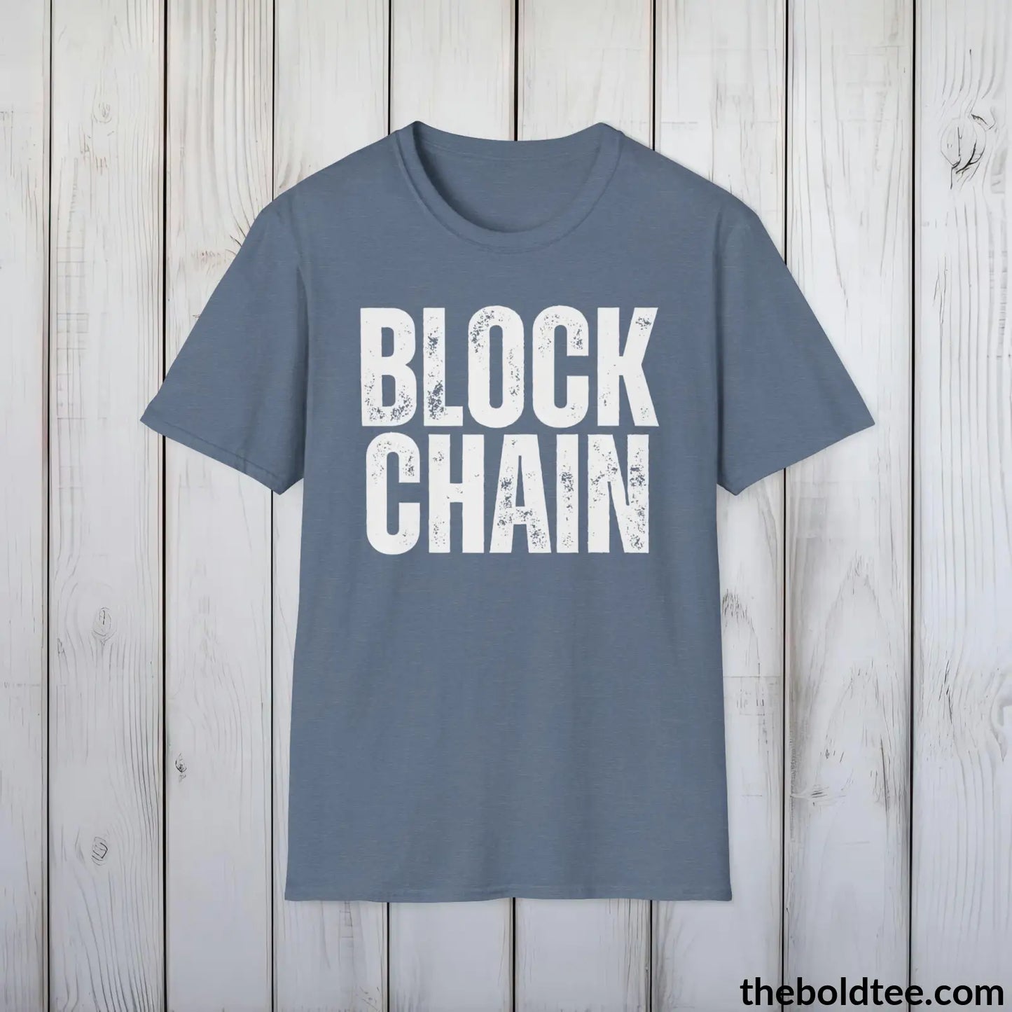 BLOCK CHAIN Cryptocurrency Tee - Sustainable & Soft Cotton Crewneck Unisex T-Shirt - 9 Bold Colors