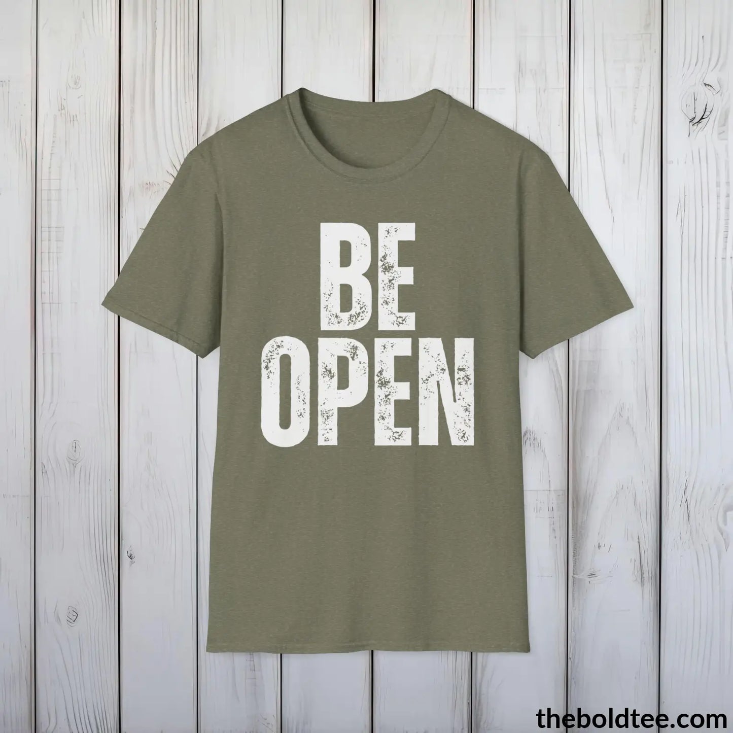 BE OPEN Tee - Casual, Sustainable & Soft Cotton Crewneck Unisex T-Shirt - 9 Bold Colors