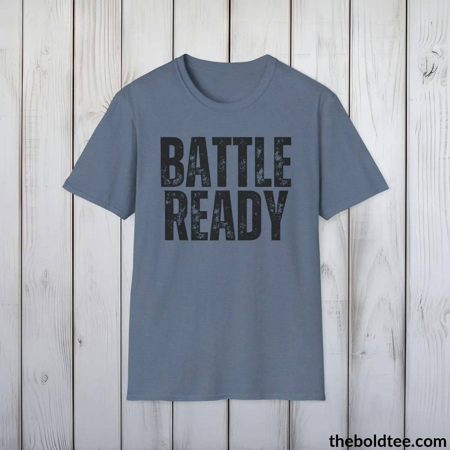 BATTLE READY Military Tee - Strong & Versatile Cotton Crewneck T-Shirt - 9 Bold Colors