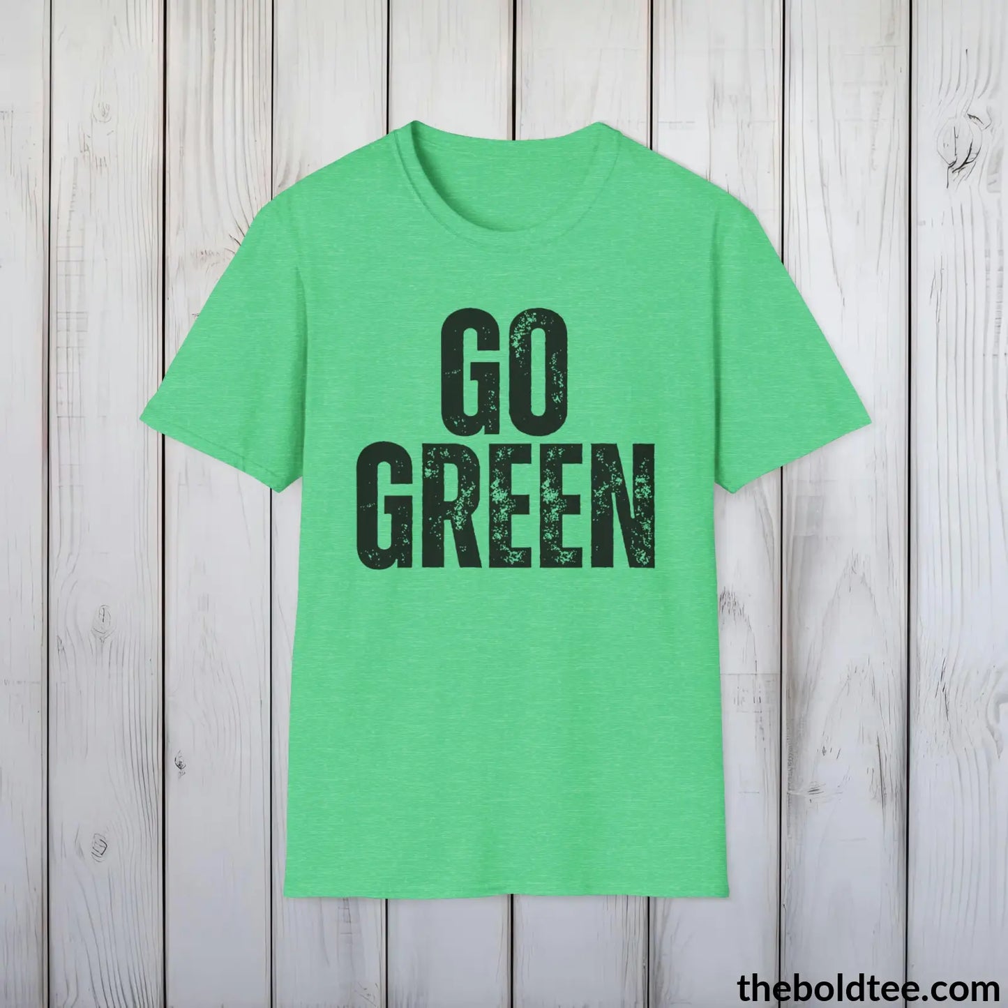 GO GREEN Tee - Casual, Sustainable & Soft Cotton Crewneck Unisex T-Shirt - 9 Bold Colors