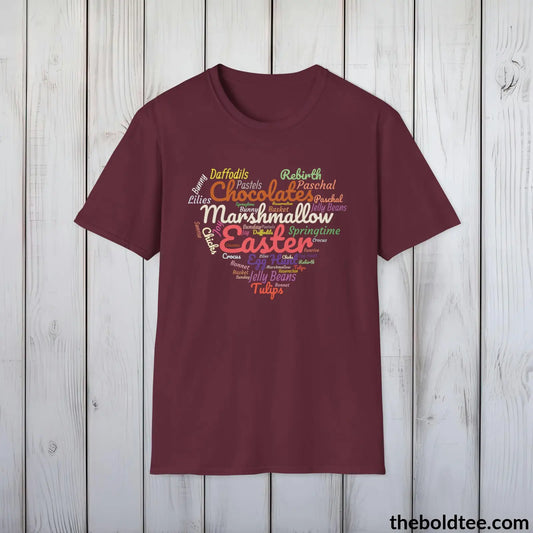 Easter Joy Word Cloud T-Shirt - Typography Springtime Text Tee - Seasonal Easter Cotton Tee Gift for Her - 7 Stylish Trendy Colors