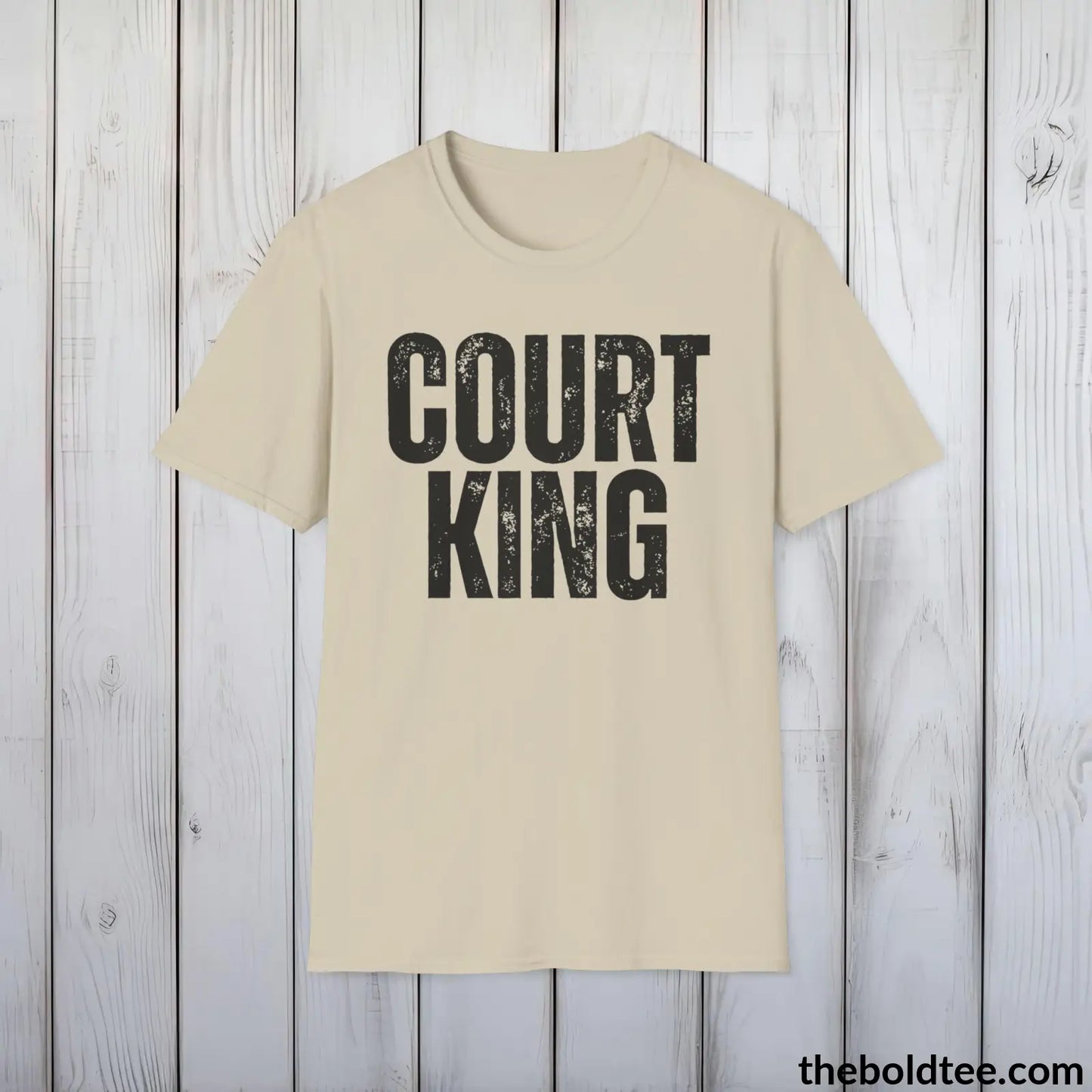 COURT KING Basketball Tee - Sustainable & Soft Cotton Crewneck Unisex T-Shirt - 9 Bold Colors