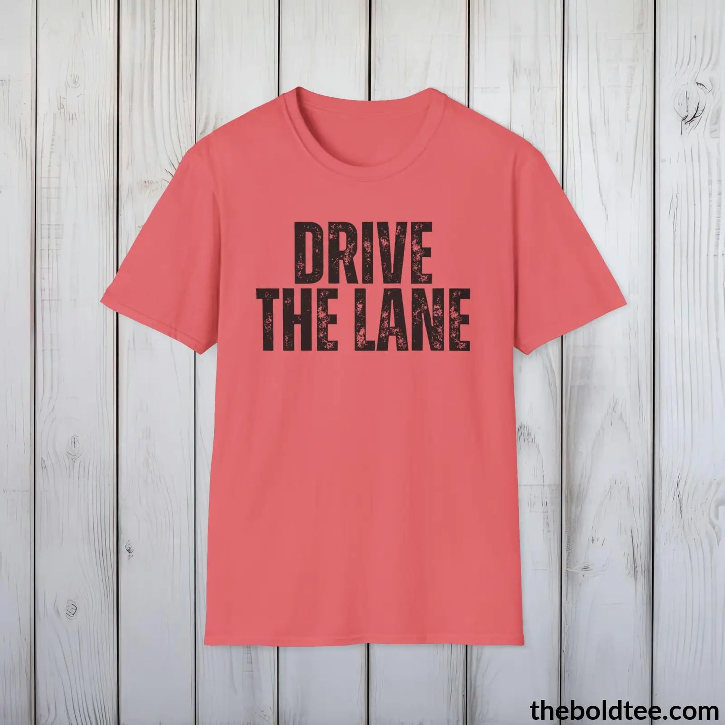 DRIVE THE LANE Basketball Tee - Sustainable & Soft Cotton Crewneck Unisex T-Shirt - 9 Bold Colors