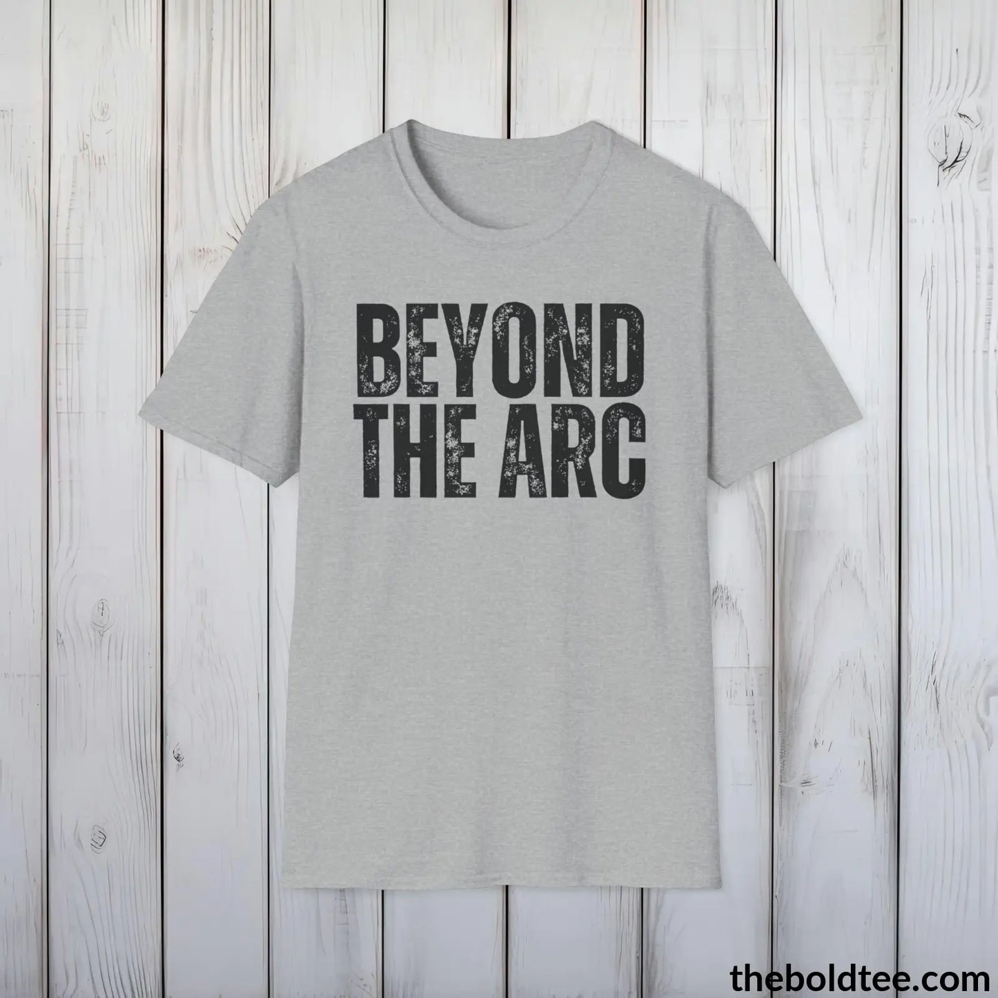 BEYOND THE ARC Basketball Tee - Sustainable & Soft Cotton Crewneck Unisex T-Shirt - 9 Bold Colors