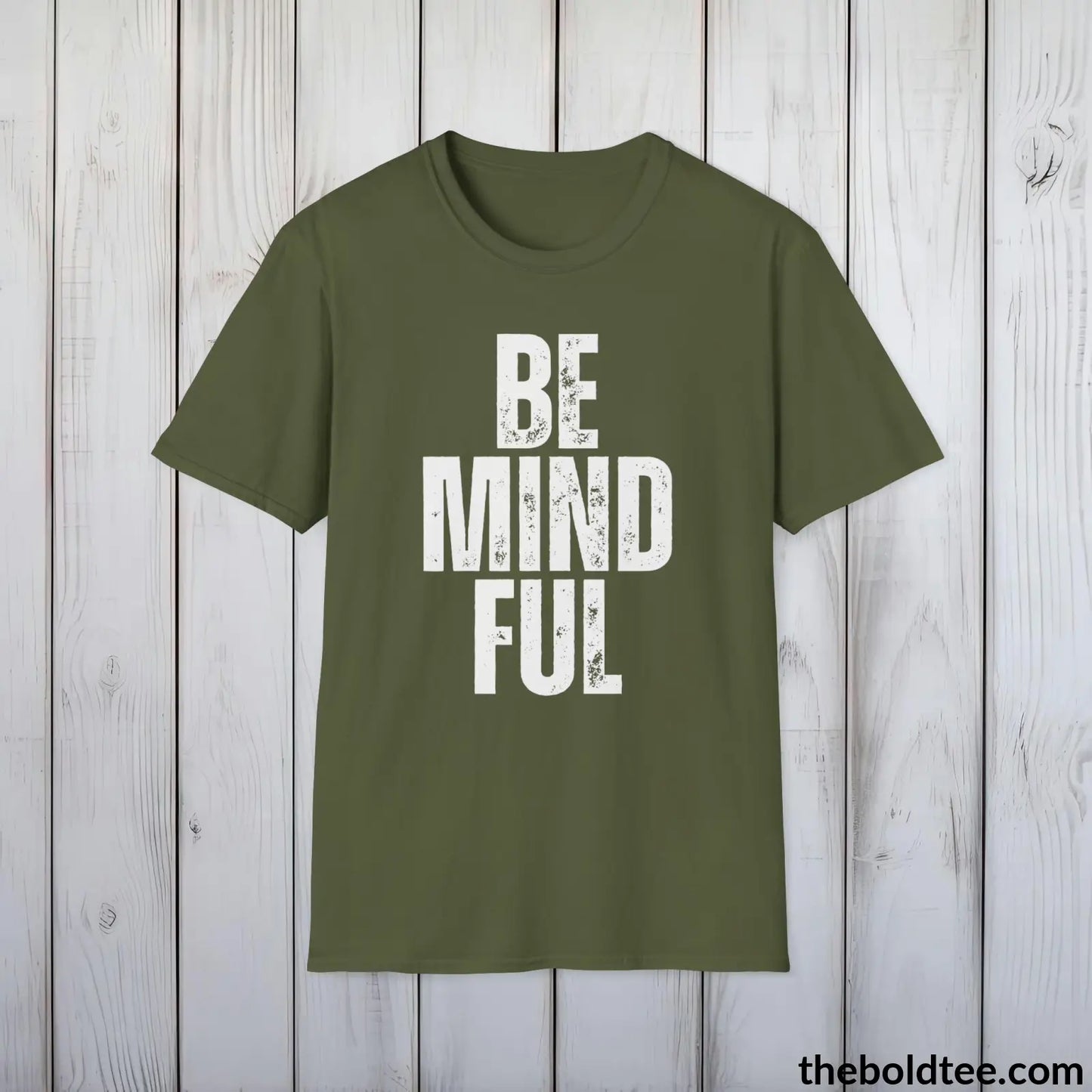 BE MINDFUL Tee - Casual, Sustainable & Soft Cotton Crewneck Unisex T-Shirt - 9 Bold Colors