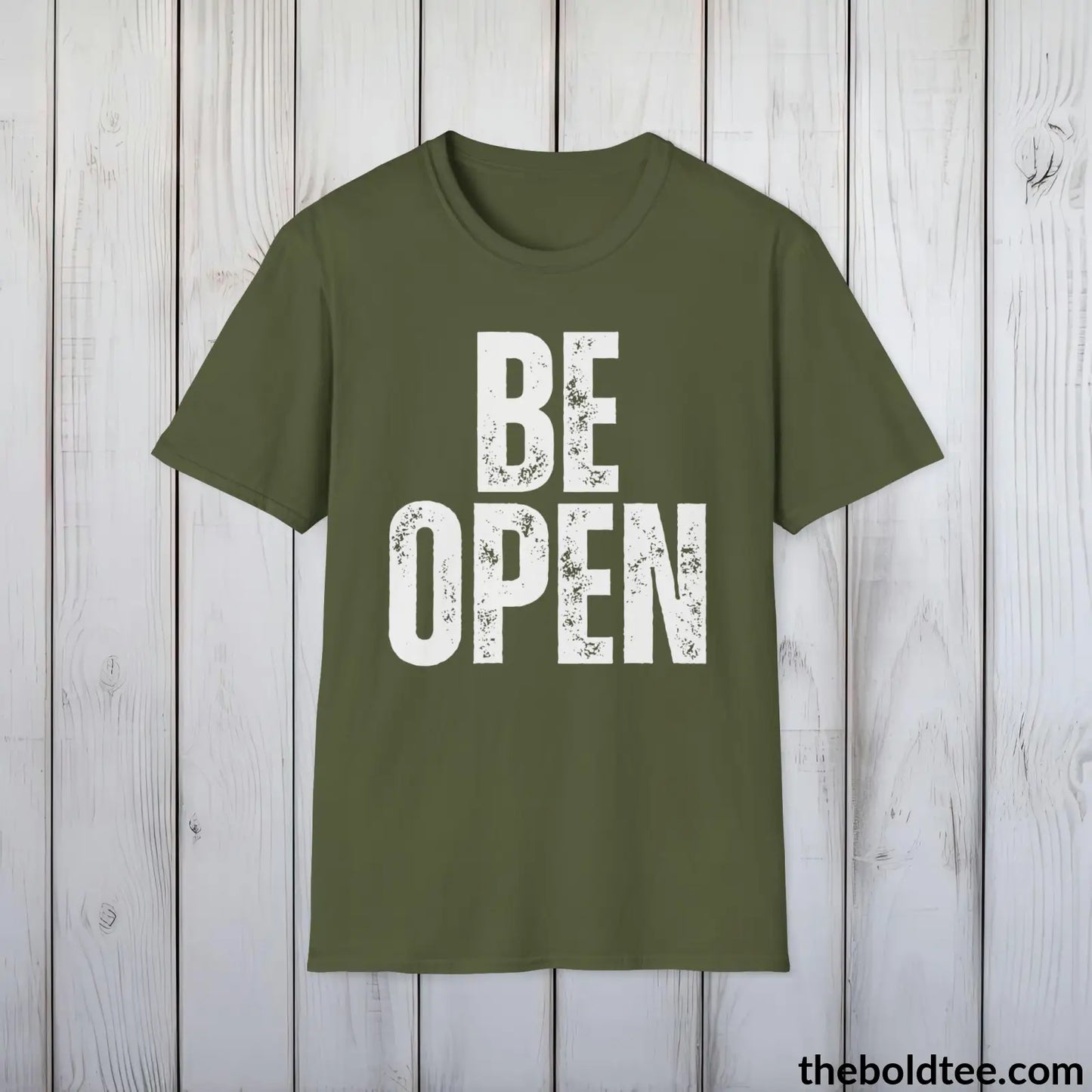 BE OPEN Tee - Casual, Sustainable & Soft Cotton Crewneck Unisex T-Shirt - 9 Bold Colors