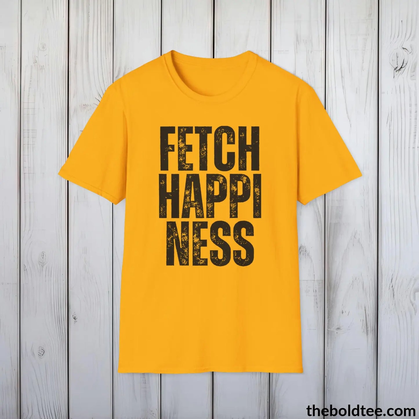 FETCH HAPPINESS Tee - Sustainable & Soft Cotton Crewneck Unisex T-Shirt - 9 Bold Colors