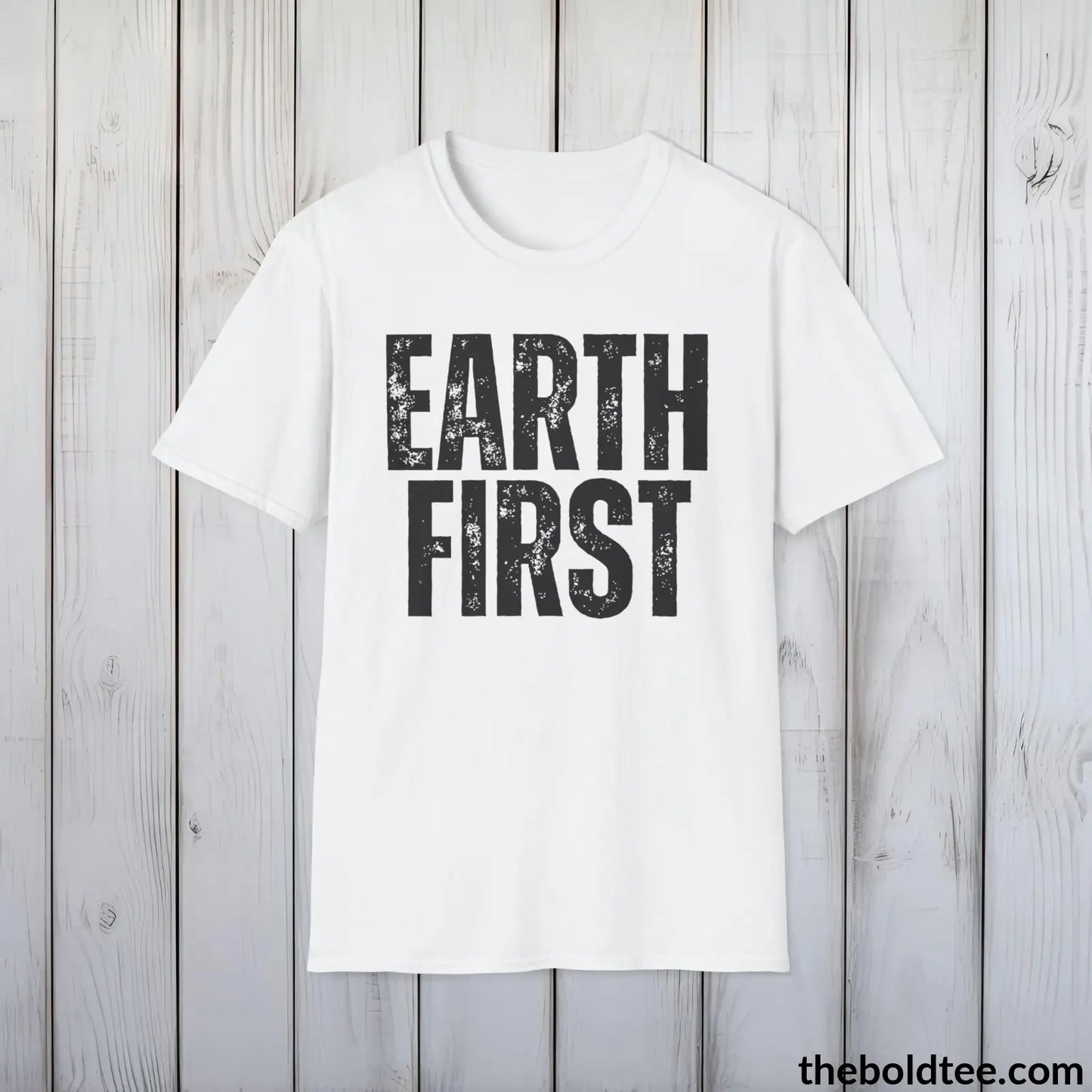 EARTH FIRTS Tee - Casual, Sustainable & Soft Cotton Crewneck Unisex T-Shirt - 9 Bold Colors