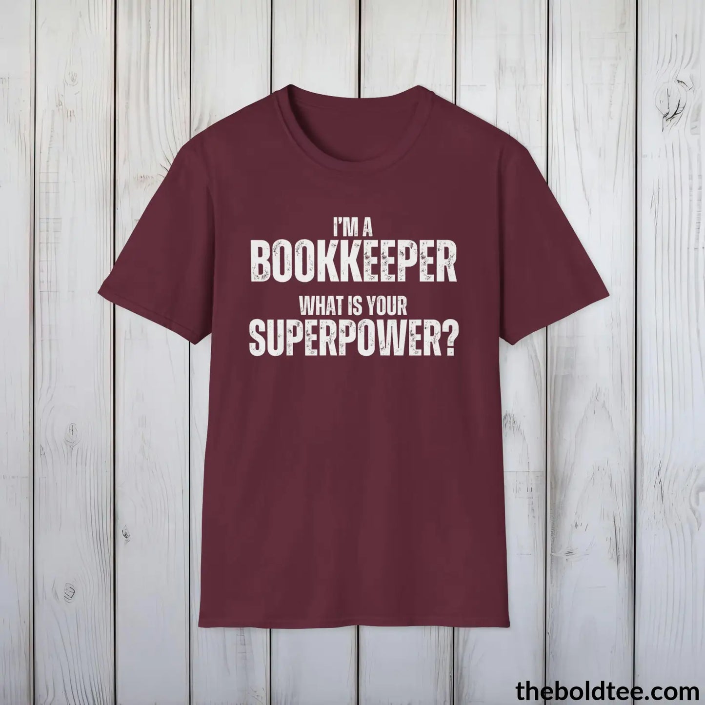 BOOKKEEPER Superpower Tee - Casual, Sustainable & Soft Cotton Crewneck Unisex T-Shirt - in 9 Bold Colors