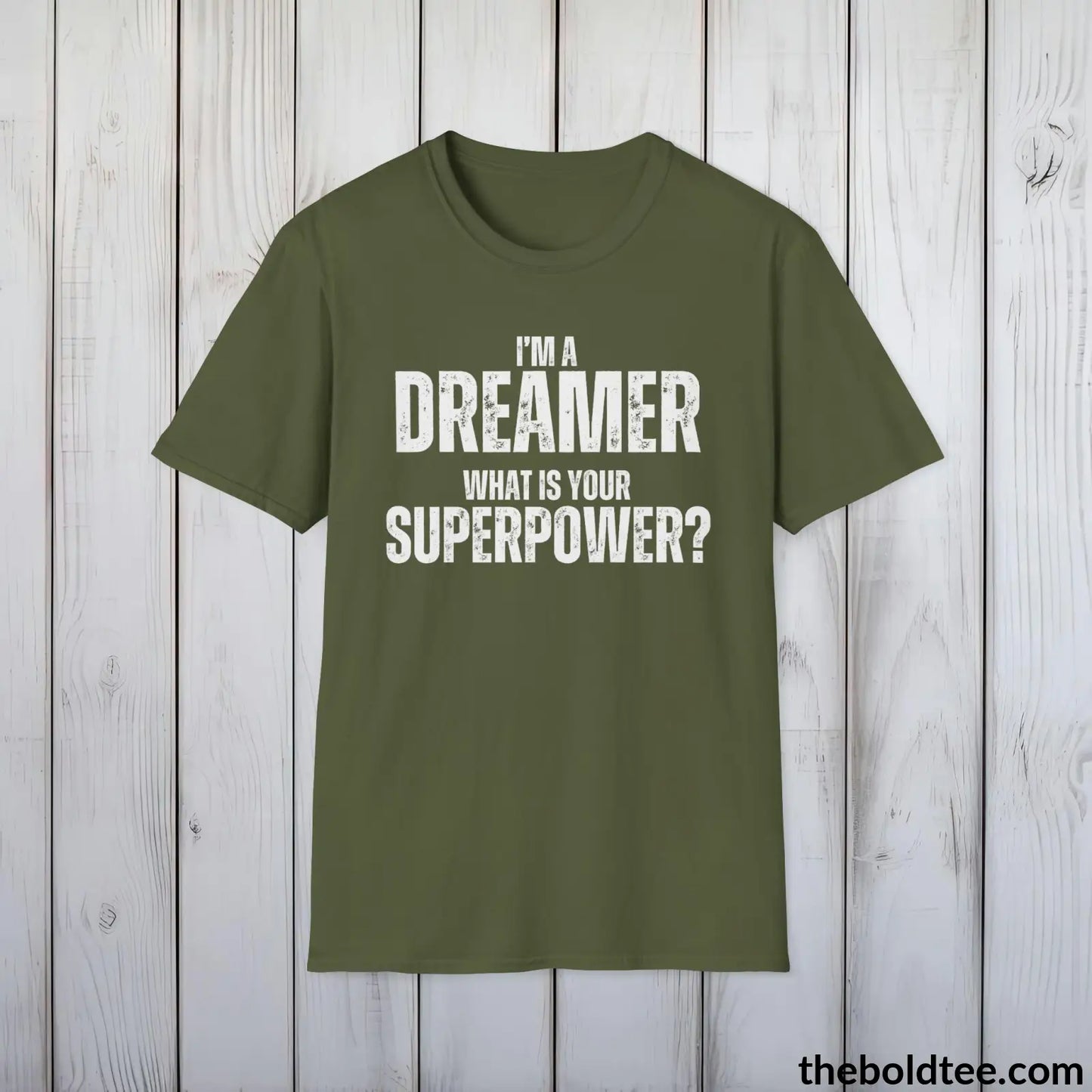 DREAMER Superpower Tee - Casual, Sustainable & Soft Cotton Crewneck Unisex T-Shirt - in 9 Bold Colors