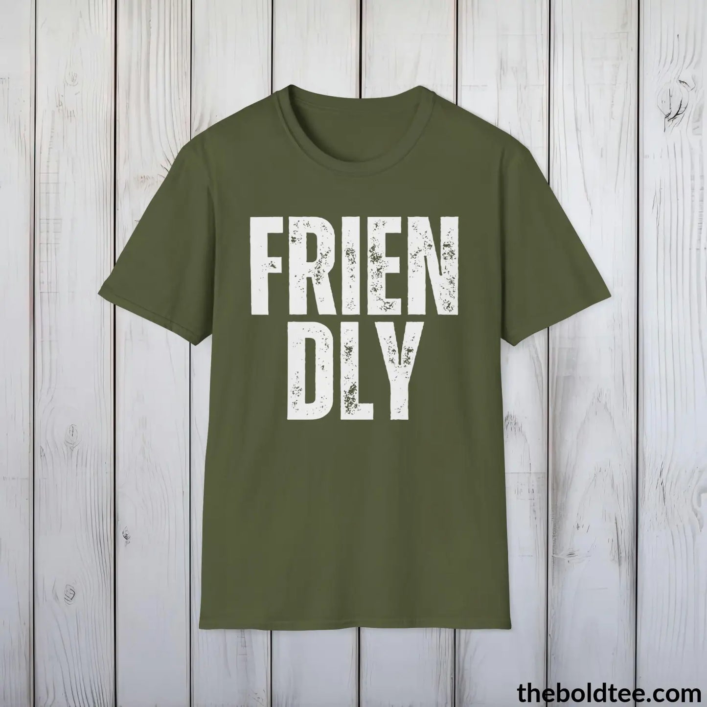 FRIENDLY Tee - Casual, Sustainable & Soft Cotton Crewneck Unisex T-Shirt - 9 Bold Colors