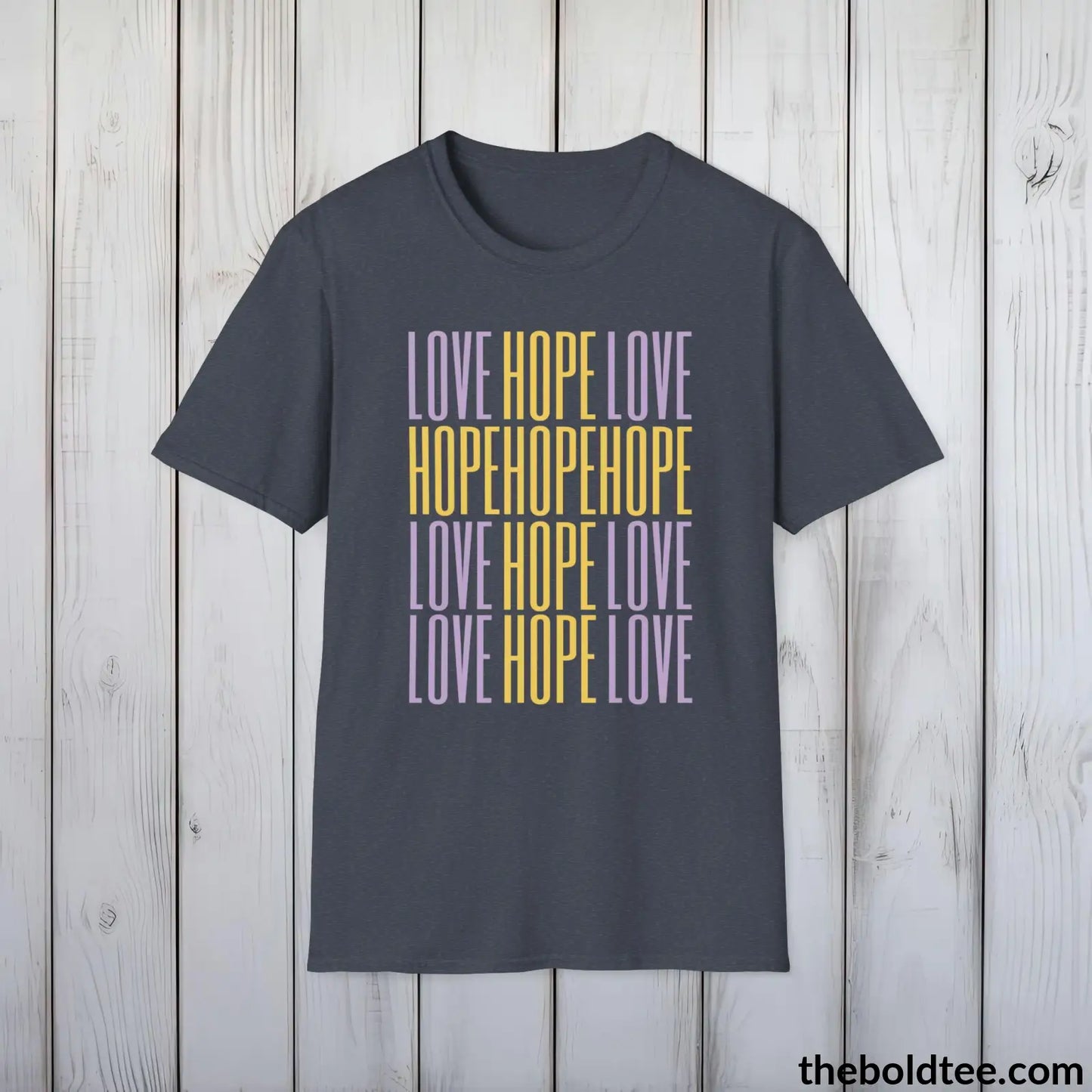 Christian Cross of Love & Hope T-Shirt - Inspirational Soft Casual Cotton Crewneck Tee - Graceful Gift for Friends and Family - 8 Colors