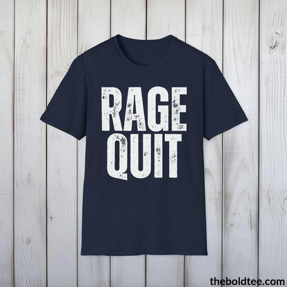 T-Shirt Navy / S RAGE QUIT Gamer Tee - Sustainable & Soft Cotton Crewneck Unisex T-Shirt - 9 Bold Colors