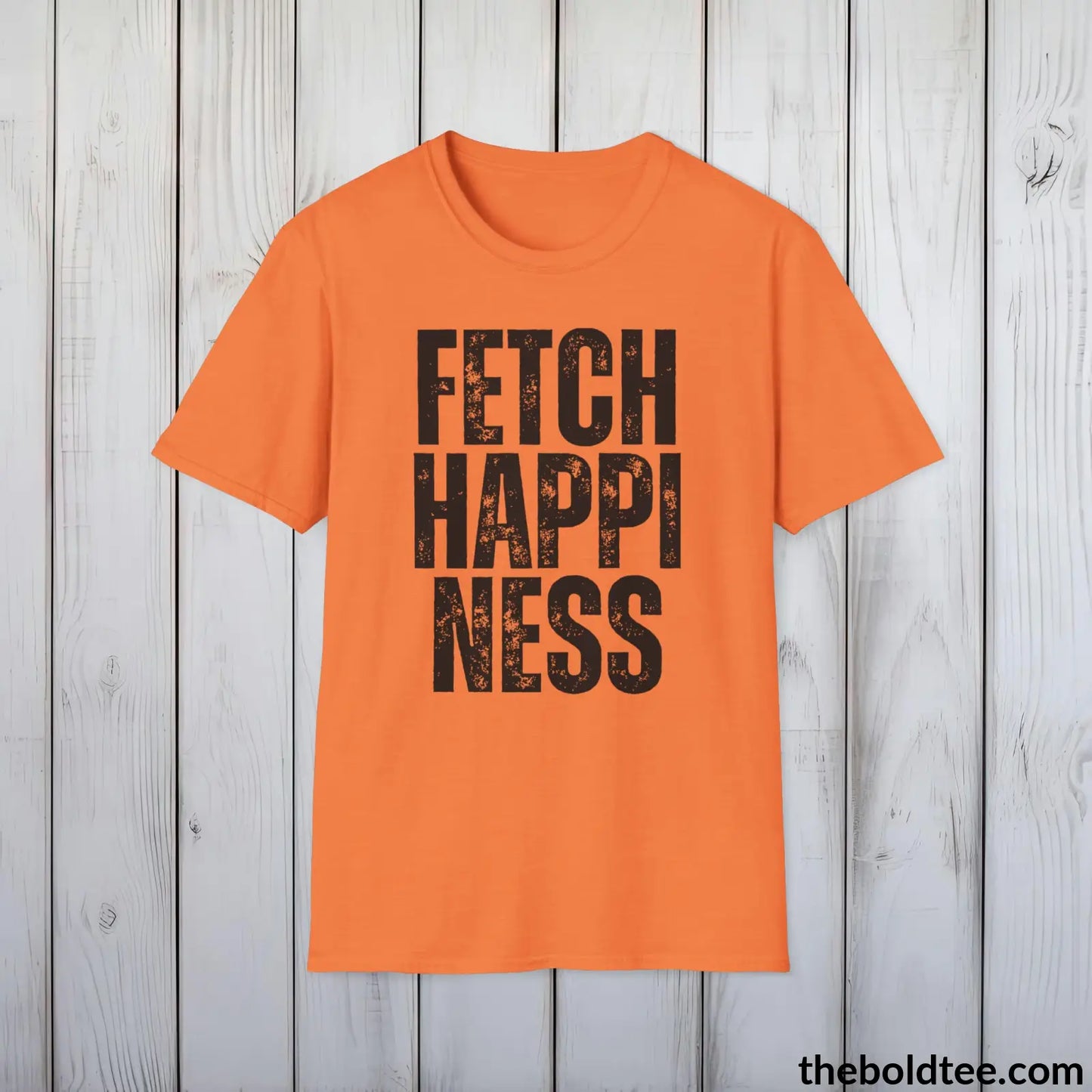 FETCH HAPPINESS Tee - Sustainable & Soft Cotton Crewneck Unisex T-Shirt - 9 Bold Colors