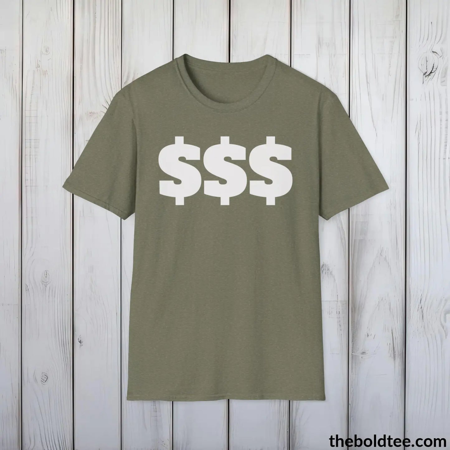 Dollar Sign Tee - Sustainable & Soft Cotton Crewneck Unisex T-Shirt - 9 Bold Colors