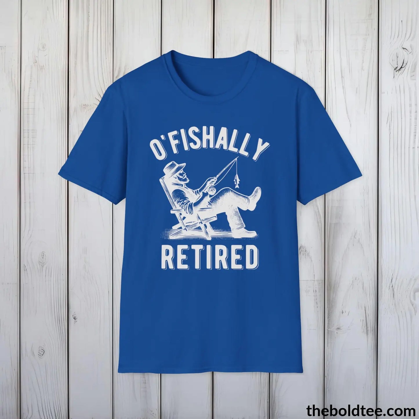 T-Shirt Royal / S O'Fishally Retired T-Shirt - Premium Retirement Fishing Graphic Tee - Fishing Gift For Retiree - Funny Fishing Meme Shirt - 9 Colors