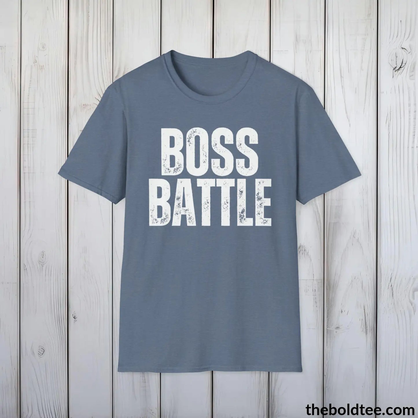 BOSS BATTLE Gamer Tee - Sustainable & Soft Cotton Crewneck Unisex T-Shirt - 9 Bold Colors