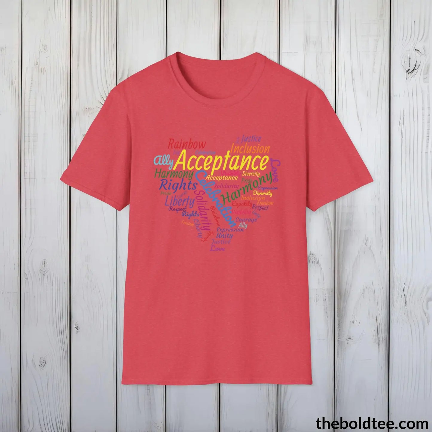 Acceptance Pride Word Cloud T-Shirt - Typography LGBTQ Text Tee - Unity in Diversity Pride Shirt - 8 Stylish Trendy Colors