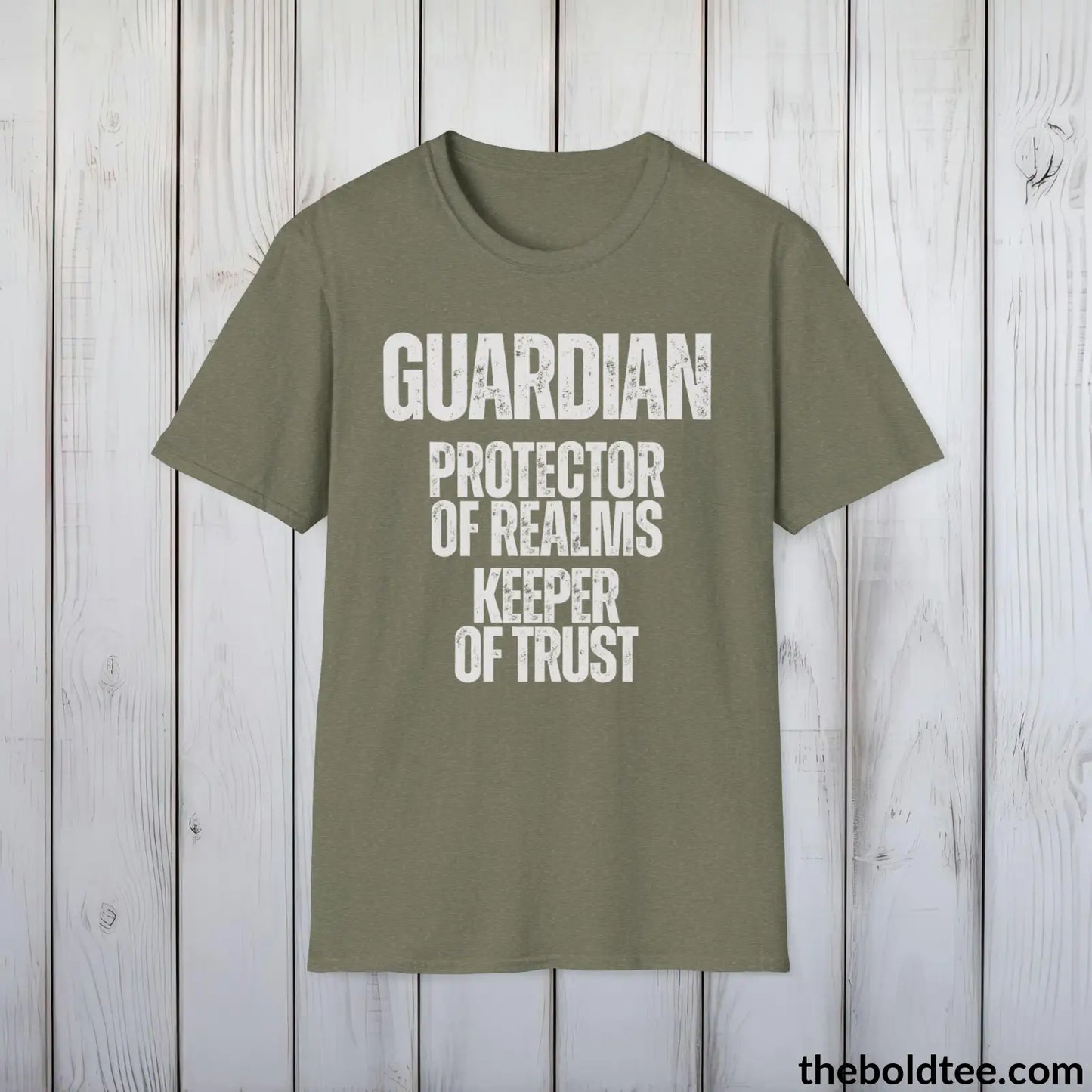 Guardian - Protector of Realms, Keeper of Trust - Bold, Inspirational Cotton T-Shirt - Thoughtful Gift for Friends and Family - 9 Colors Available