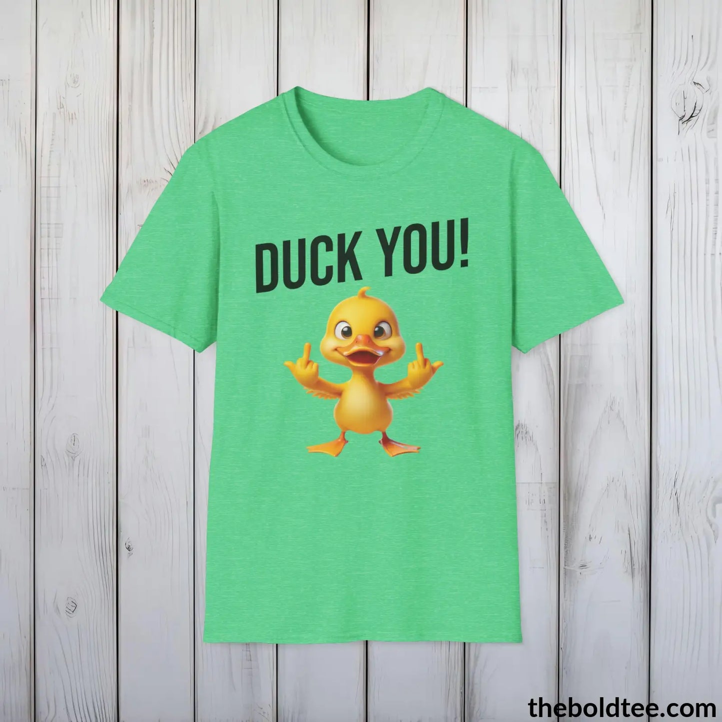 Cheeky Duck Humor Crewneck T-Shirt - Sassy, Sustainable & Soft Cotton Crewneck Tee - Funny Gift for Friends and Family - 8 Light Colors