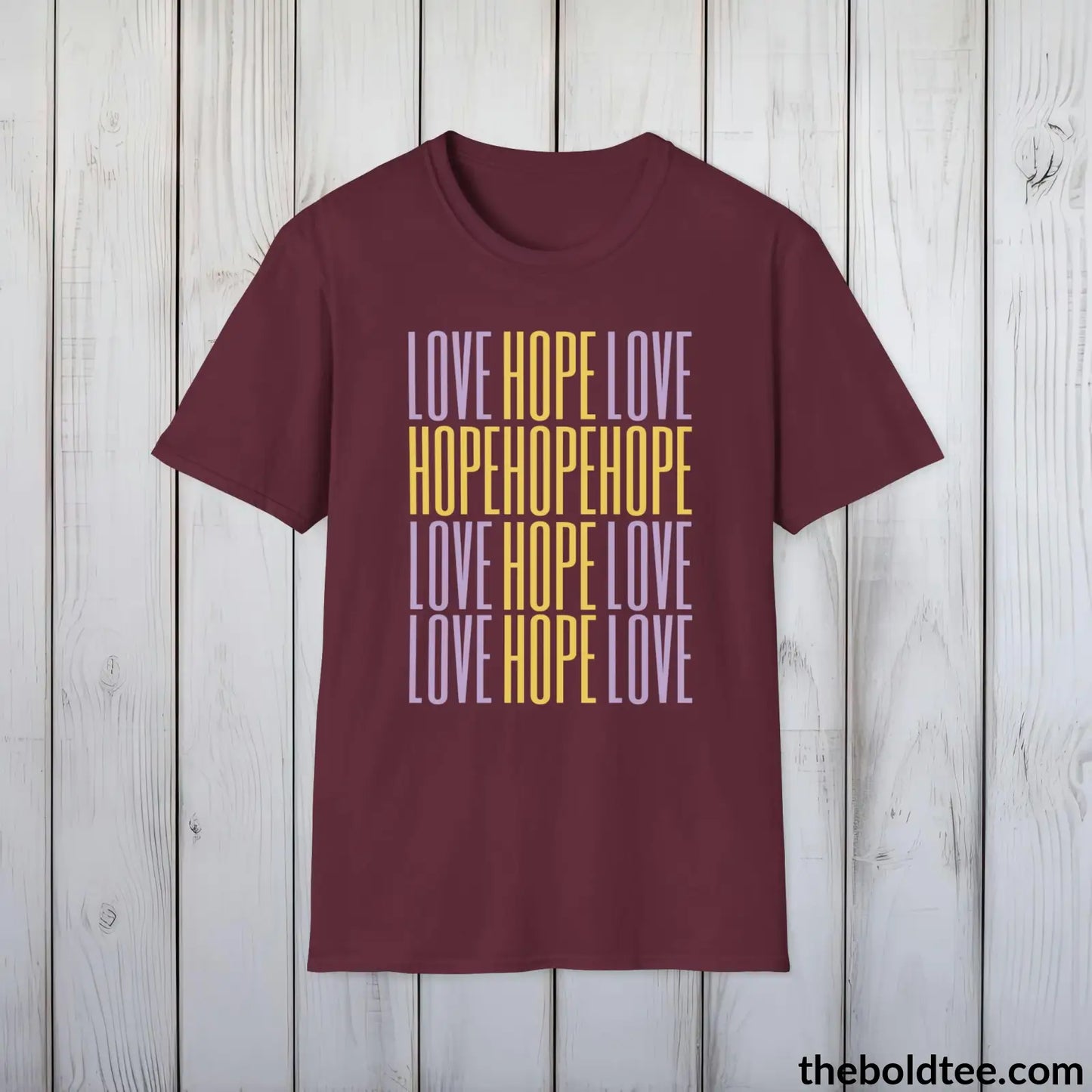 Christian Cross of Love & Hope T-Shirt - Inspirational Soft Casual Cotton Crewneck Tee - Graceful Gift for Friends and Family - 8 Colors