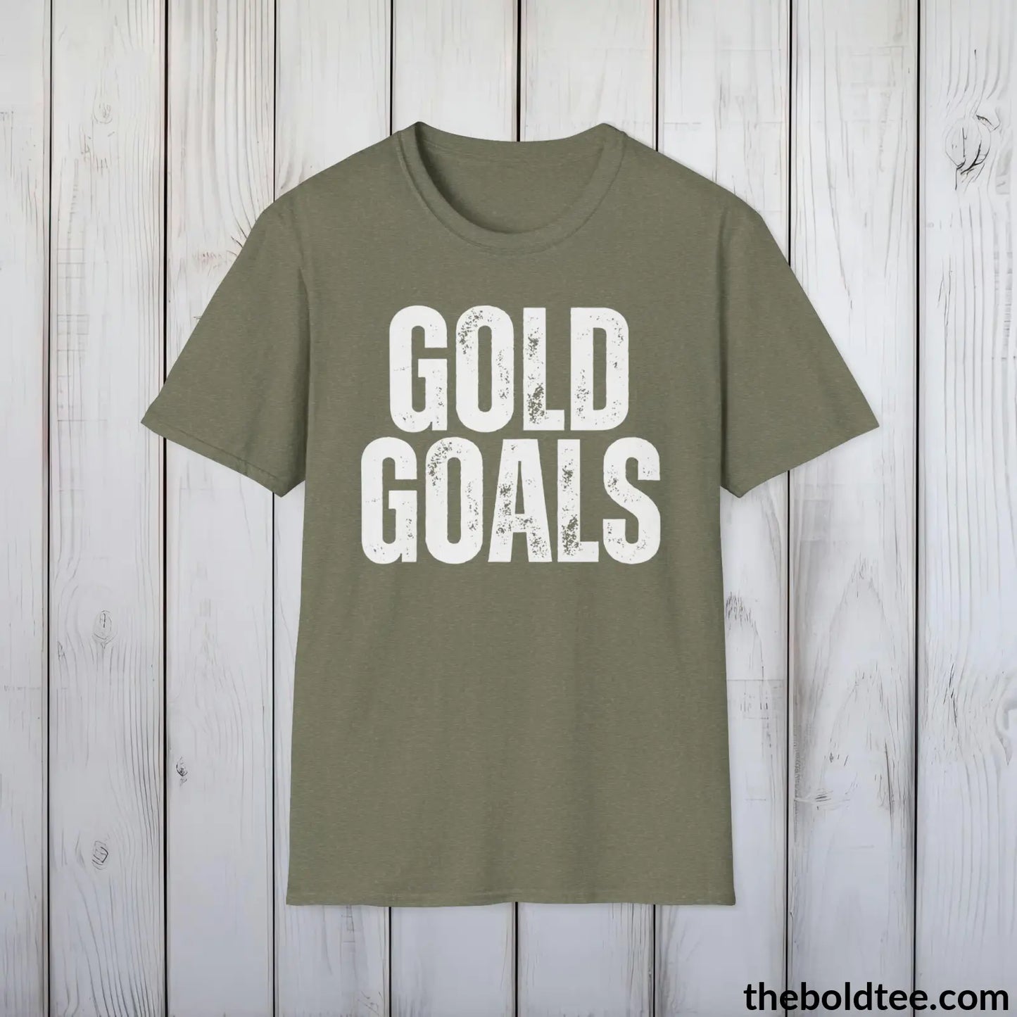 Bold GOLD GOALS Tee - Premium Cotton Crewneck Unisex T-Shirt - 9 Bold Colors